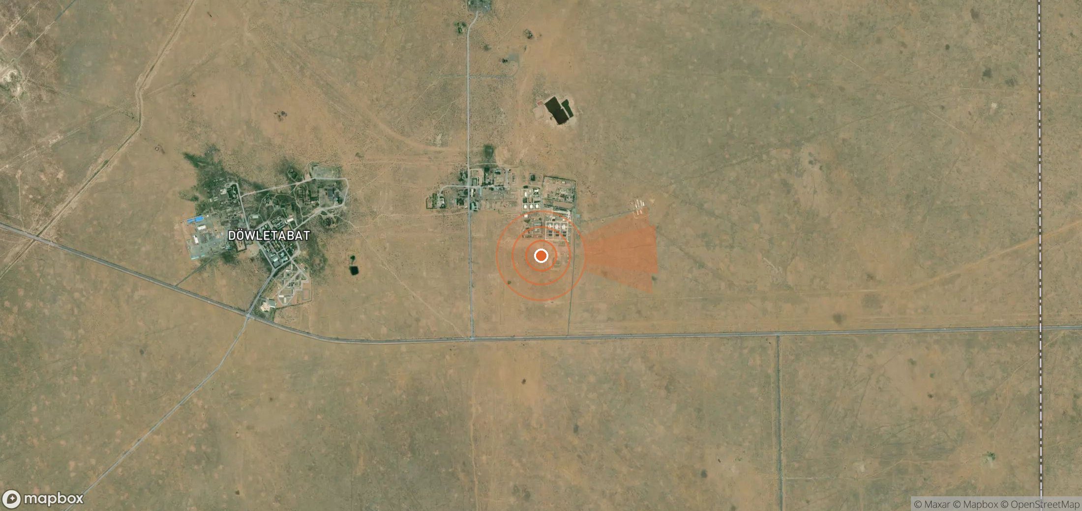 Satellite map of methane plume locations in Turkmenistan