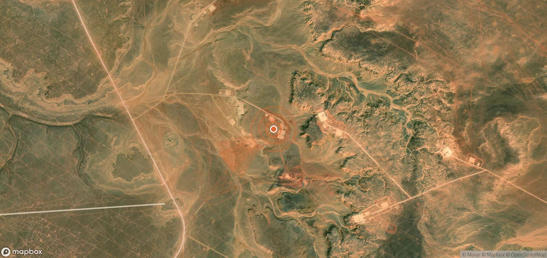 Satellite map of methane plume locations in Algeria