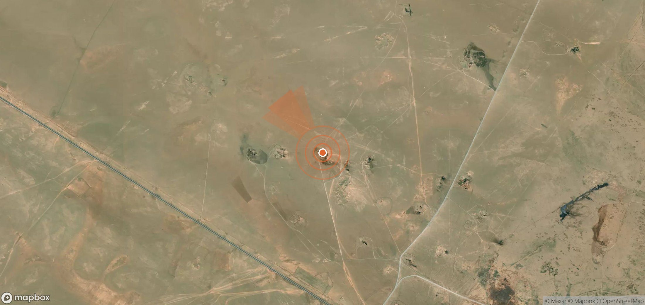 Satellite map of methane plume locations in Syria