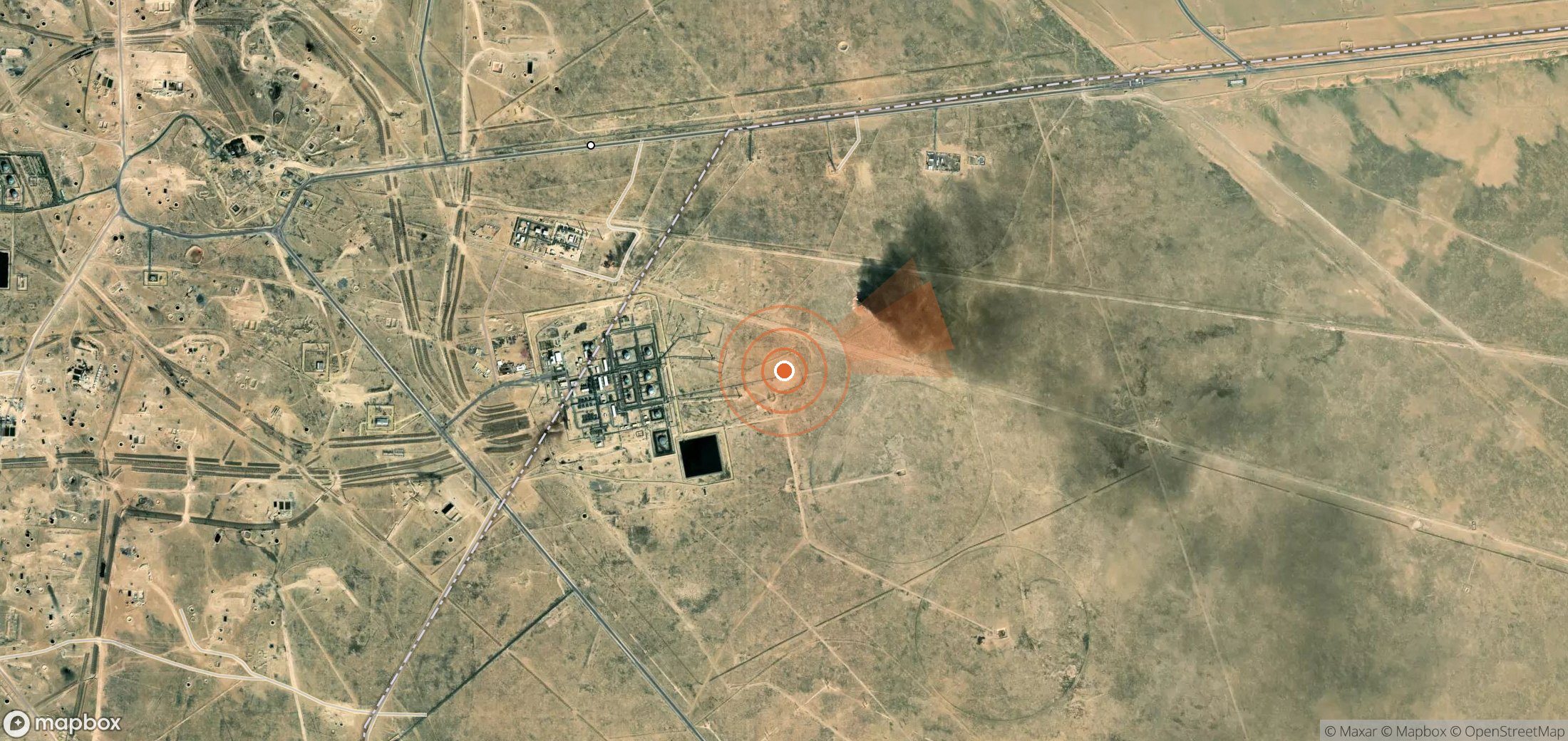 Mapa satelital de plumas de metano en Kuwait
