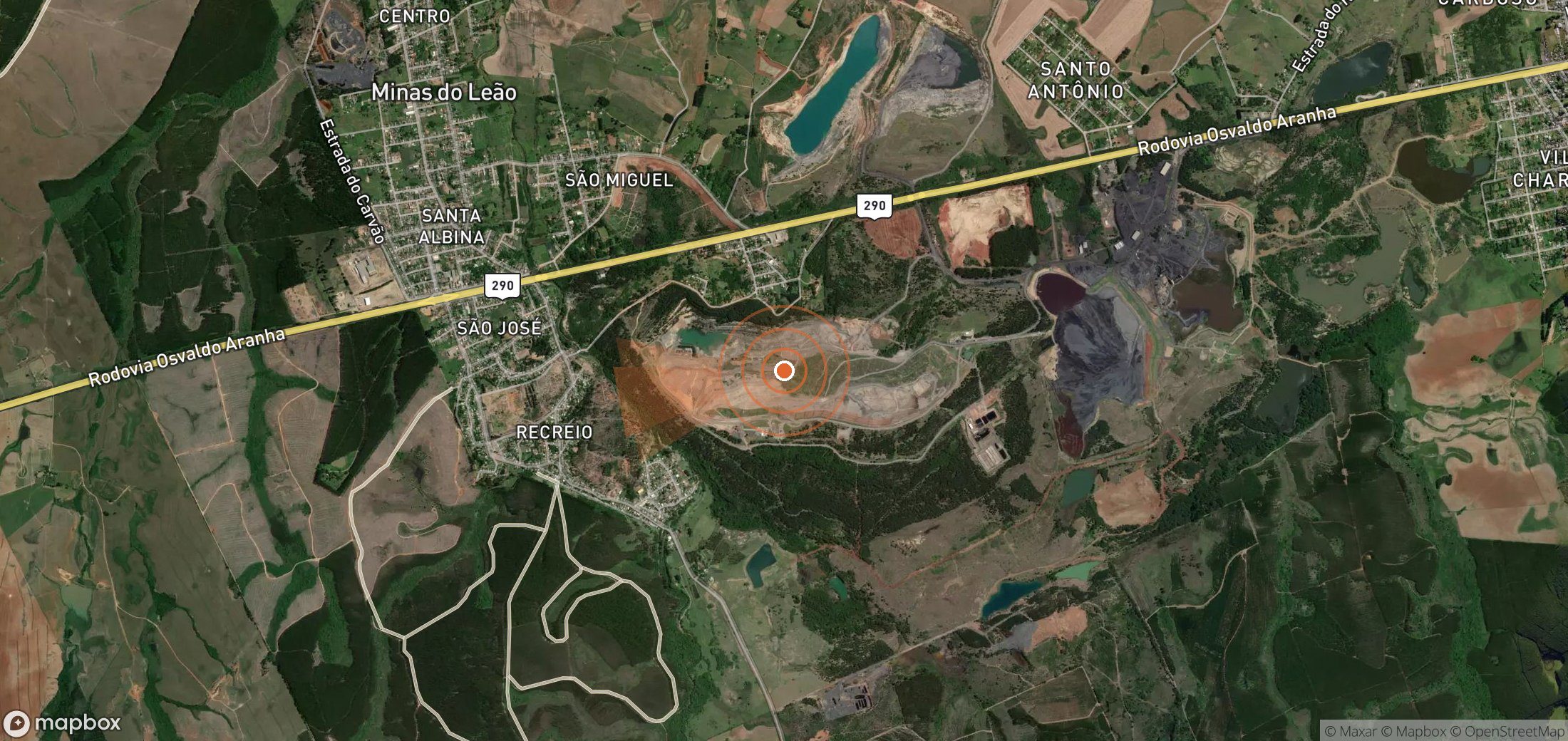Satellite map of methane plume locations in Brazil