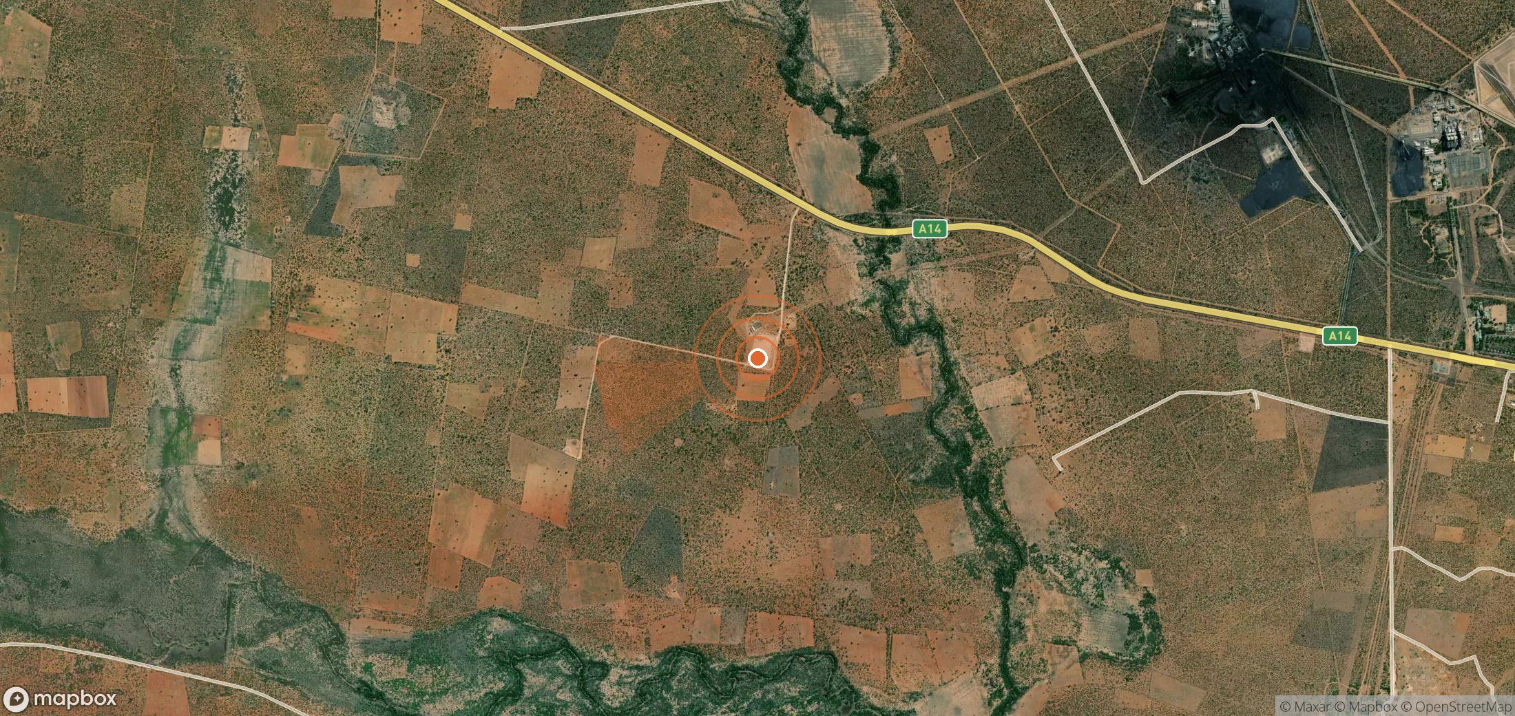 Mapa satelital de plumas de metano en Botsuana