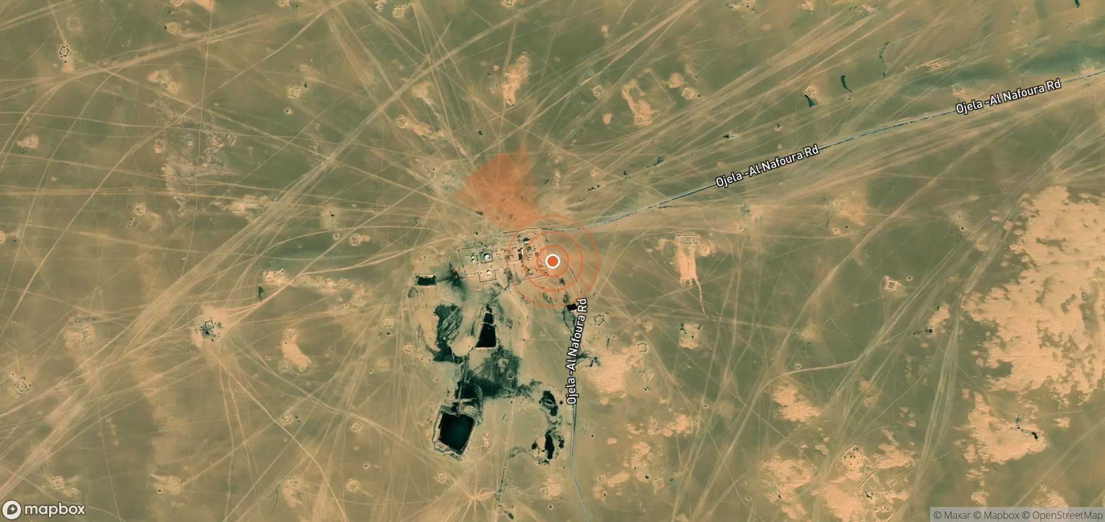 Satellite map of methane plume locations in Libya