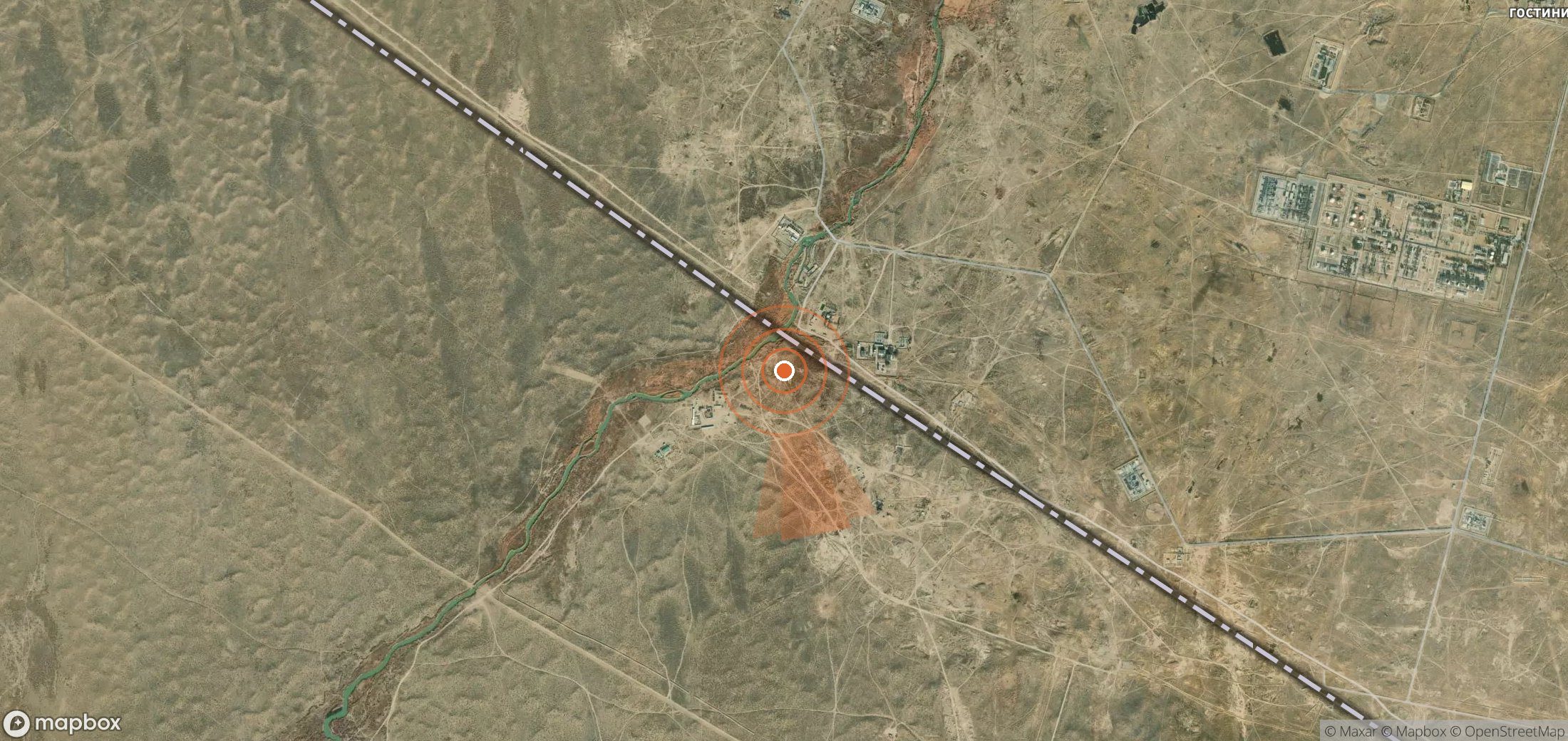 Mapa satelital de plumas de metano en Turkmenistán