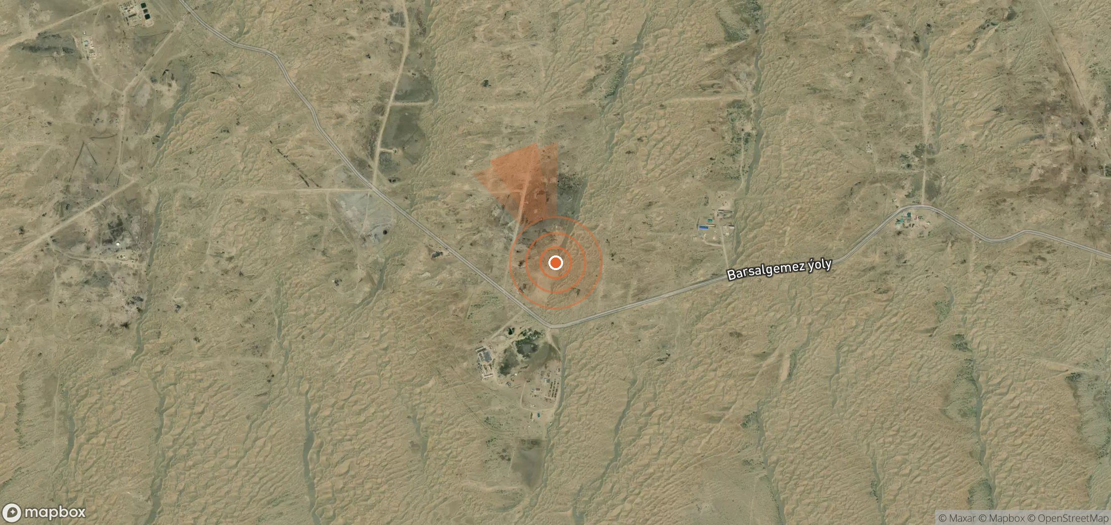 Satellite map of methane plume locations in Turkmenistan