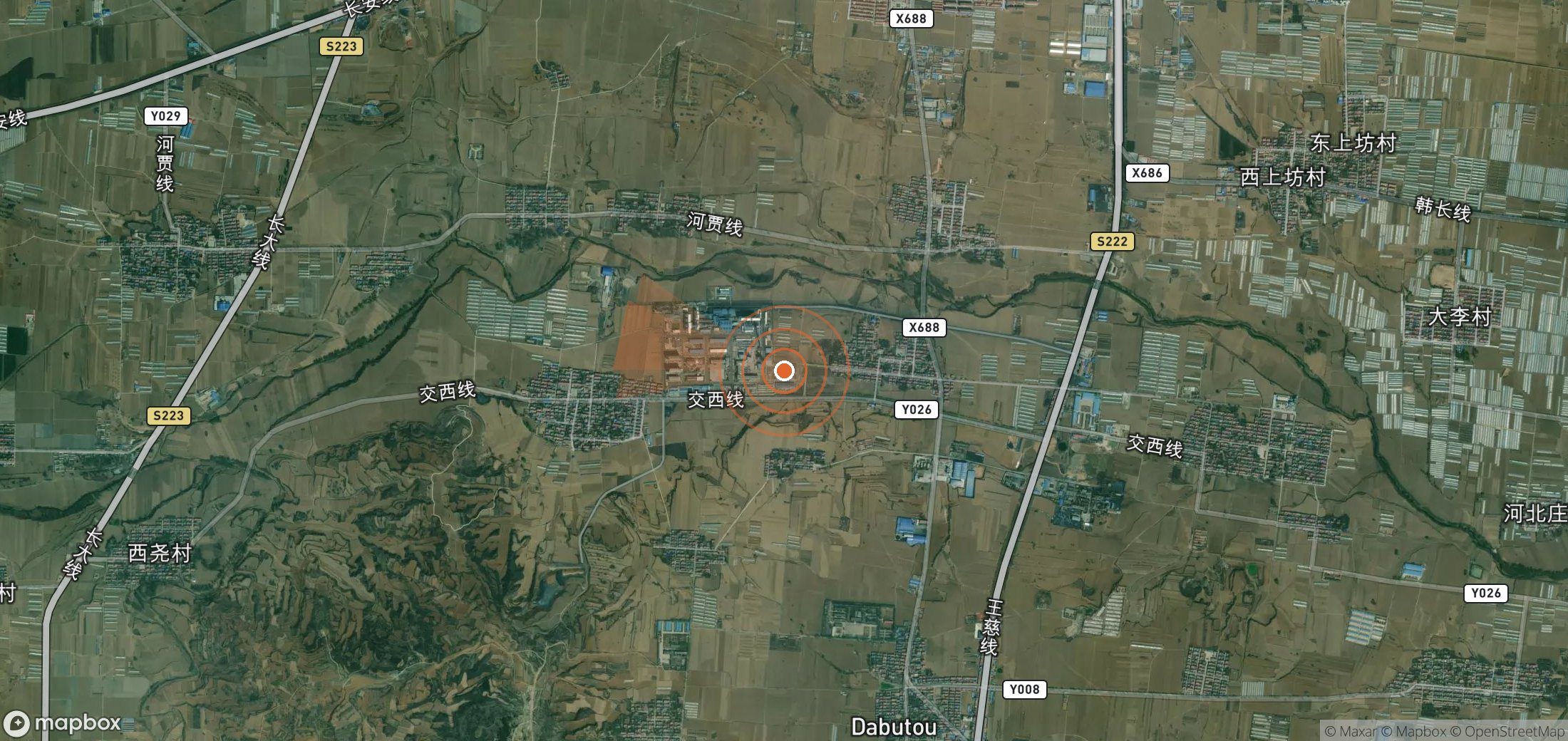 Satellite map of methane plume locations in China