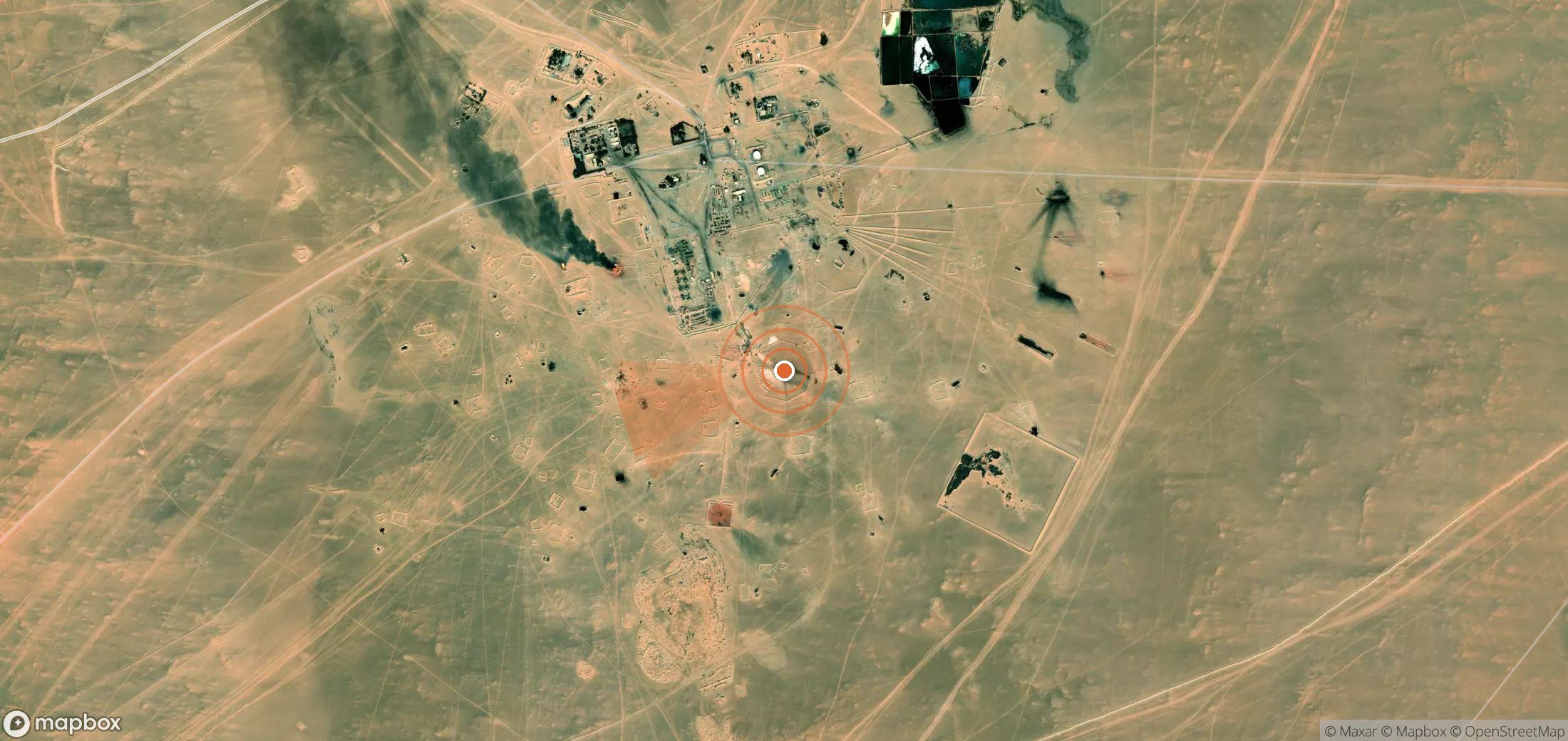 Satellite map of methane plume locations in Libya
