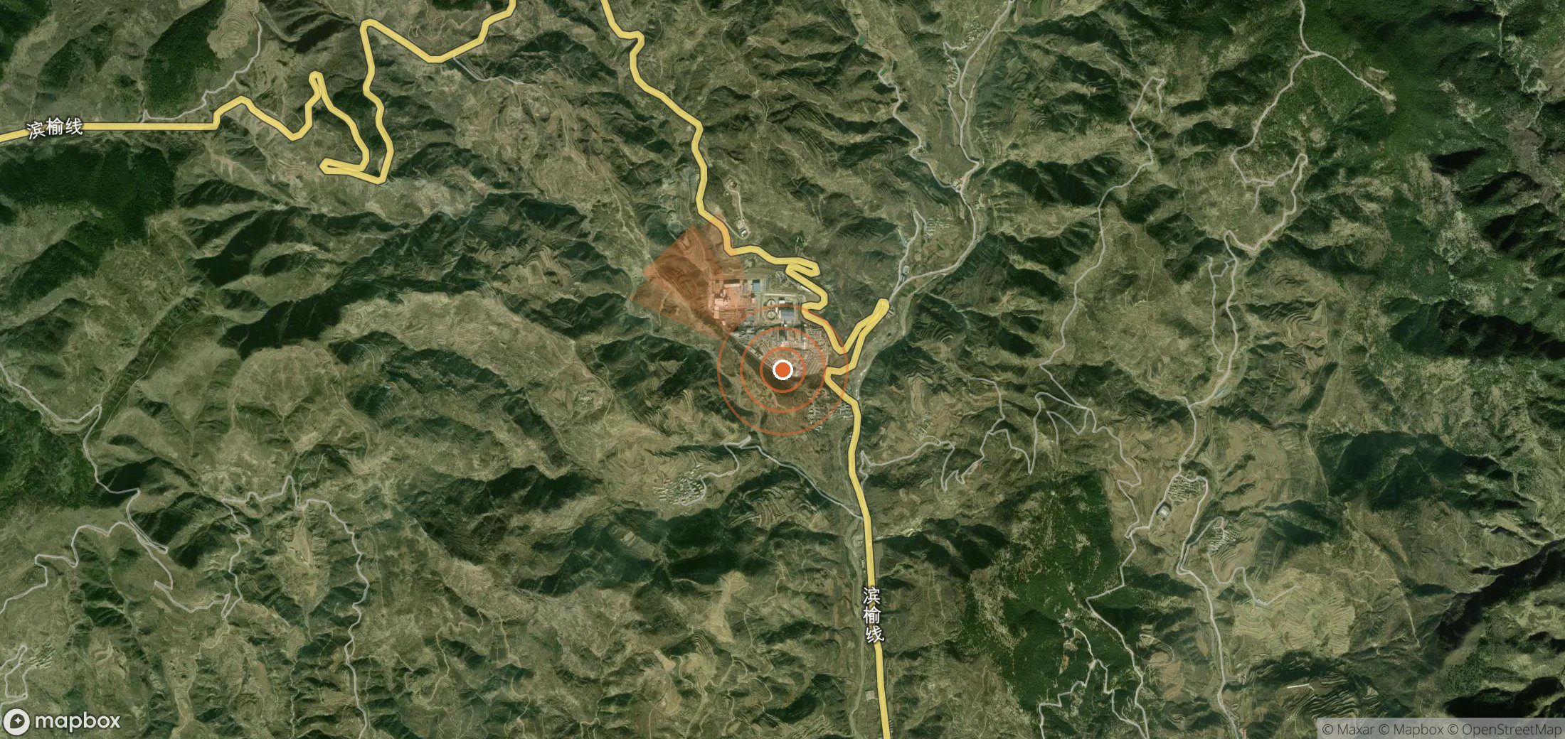 Satellite map of methane plume locations in China