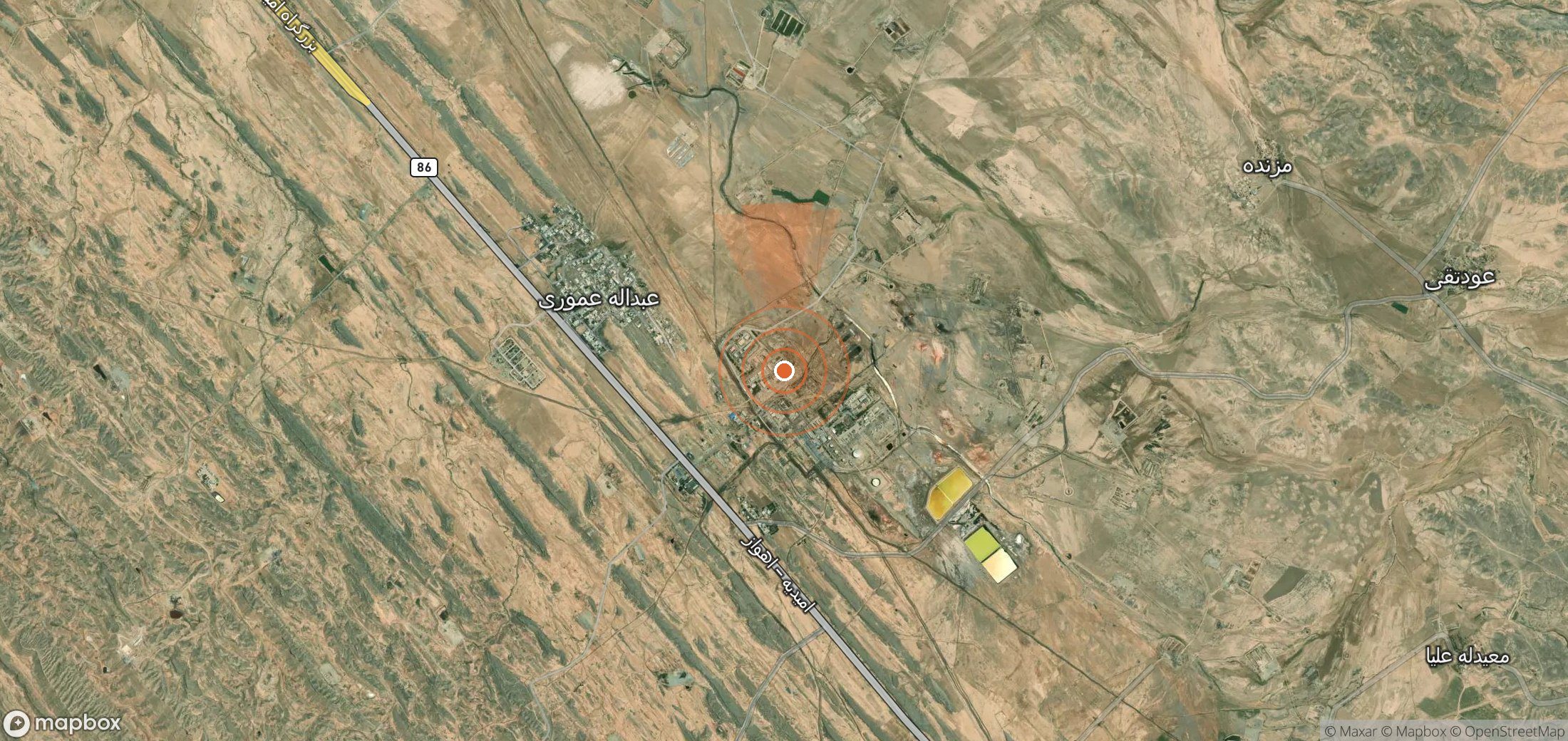 Mapa satelital de plumas de metano en Irán