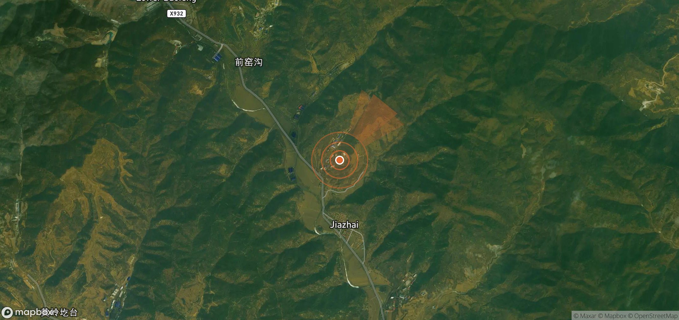 Satellite map of methane plume locations in China
