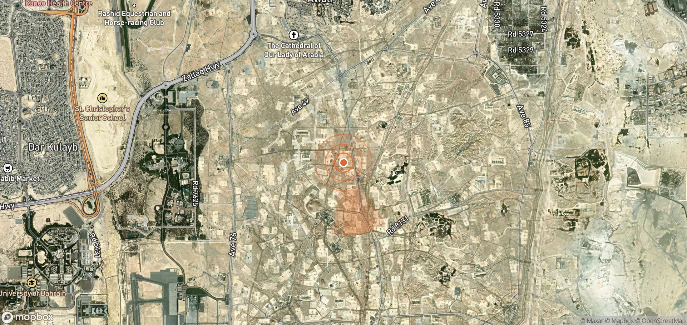 Satellite map of methane plume locations in Bahrain