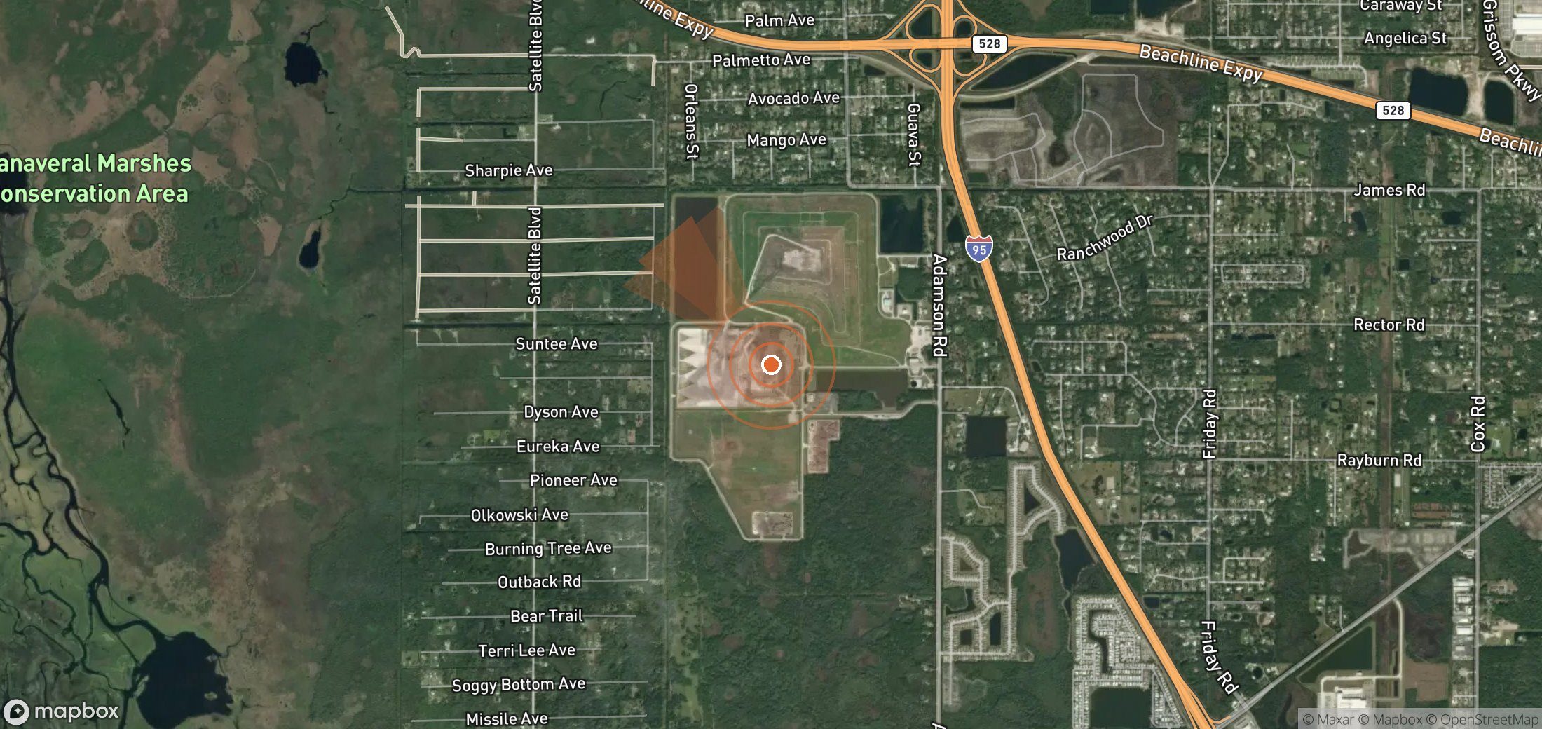 Satellite map of methane plume locations in United States