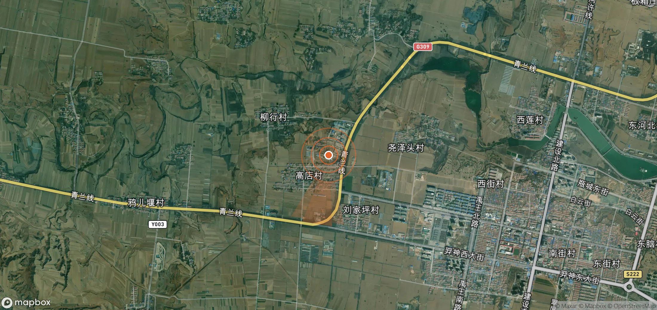 Satellite map of methane plume locations in China