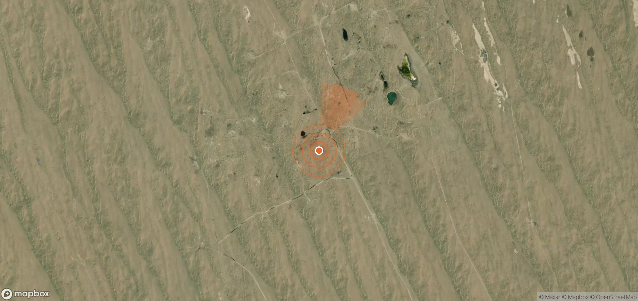 Mapa satelital de plumas de metano en Turkmenistán