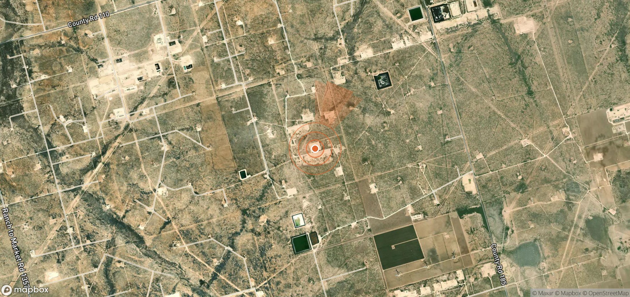 Satellite map of methane plume locations in United States