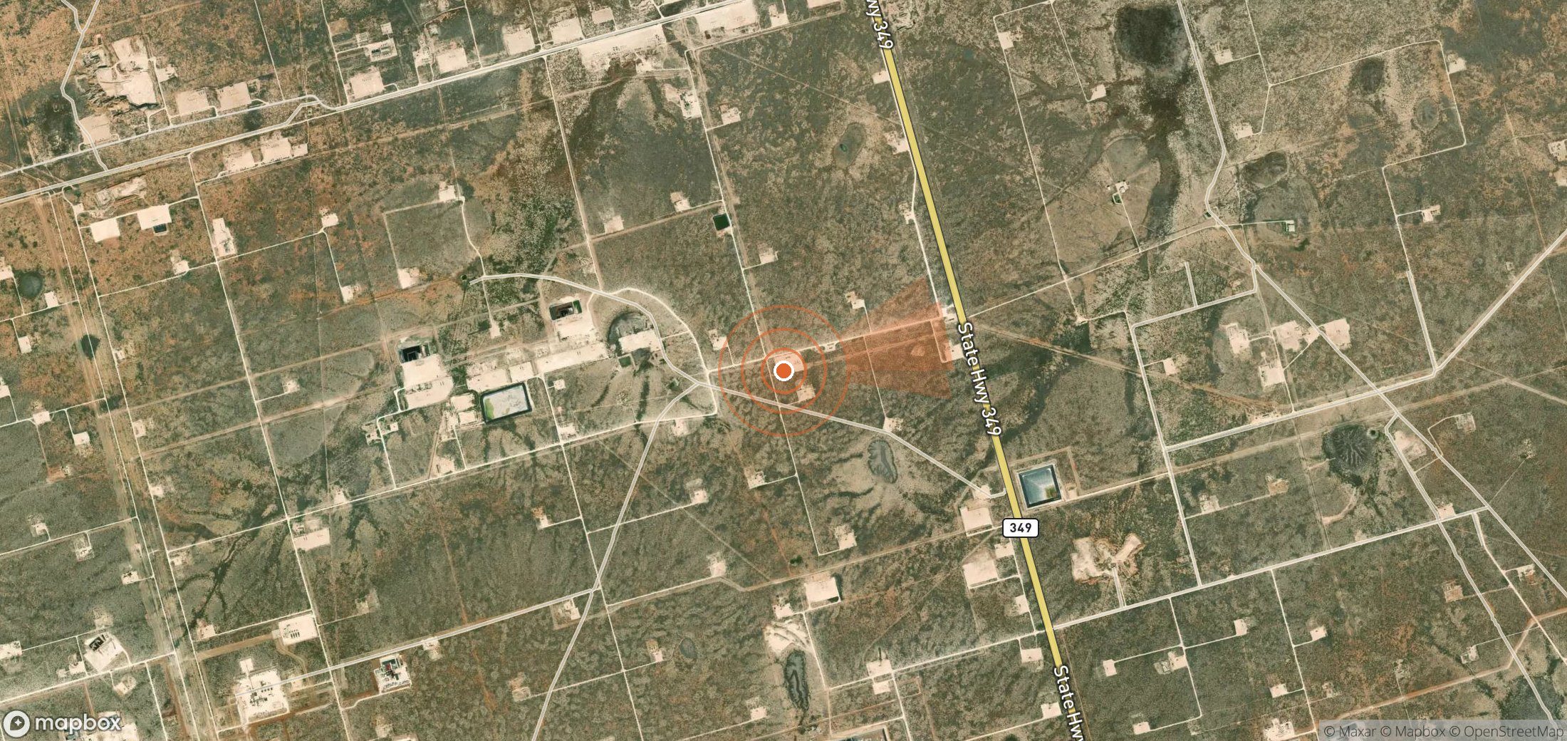Satellite map of methane plume locations in United States
