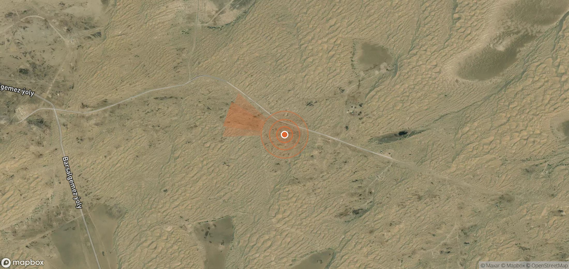 Mapa satelital de plumas de metano en Turkmenistán