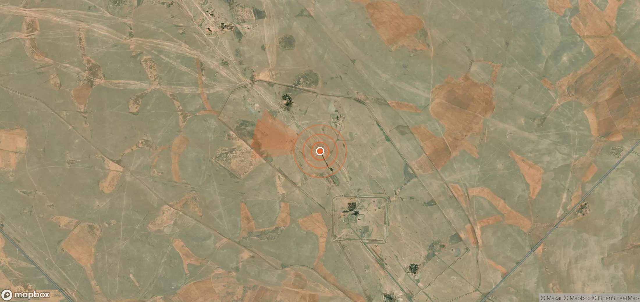 Satellite map of methane plume locations in Syria