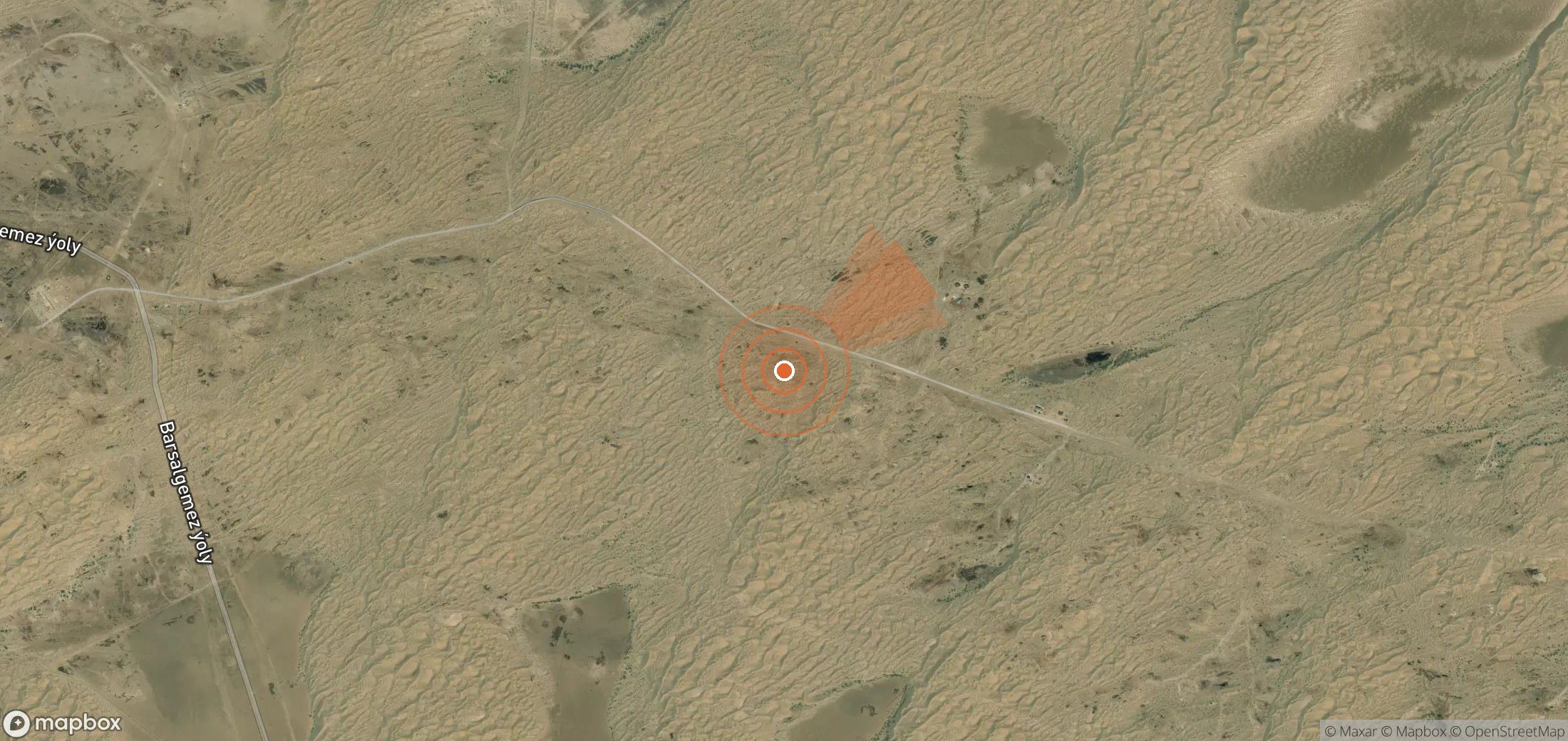 Satellite map of methane plume locations in Turkmenistan