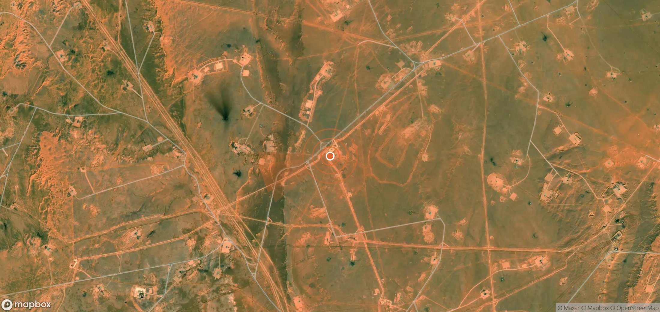 Mapa satelital de plumas de metano en Argelia