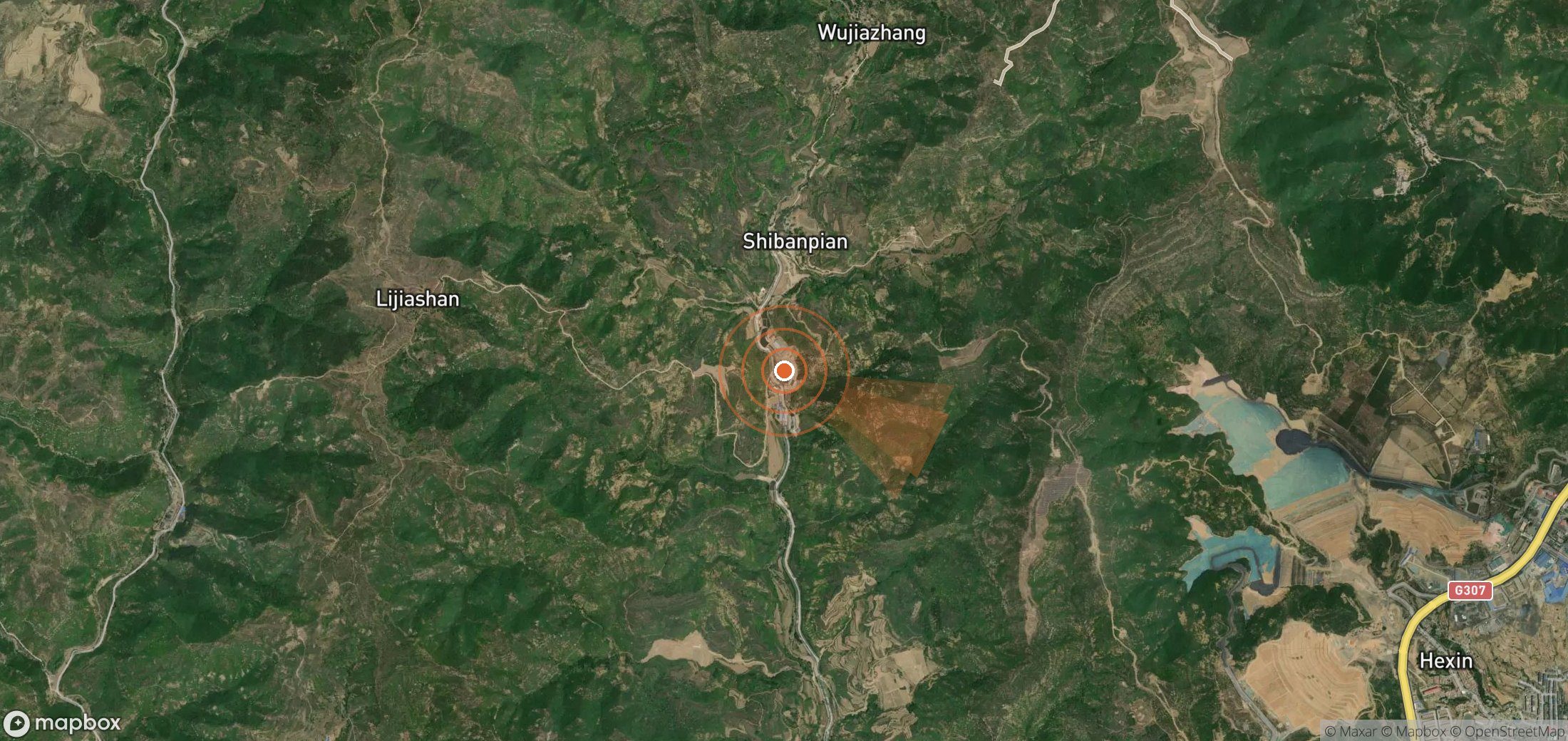 Mapa satelital de plumas de metano en China