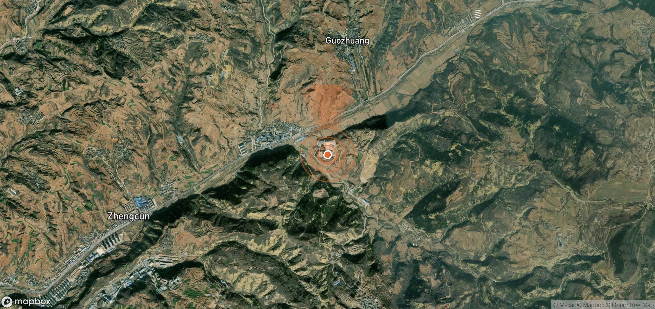 Satellite map of methane plume locations in China