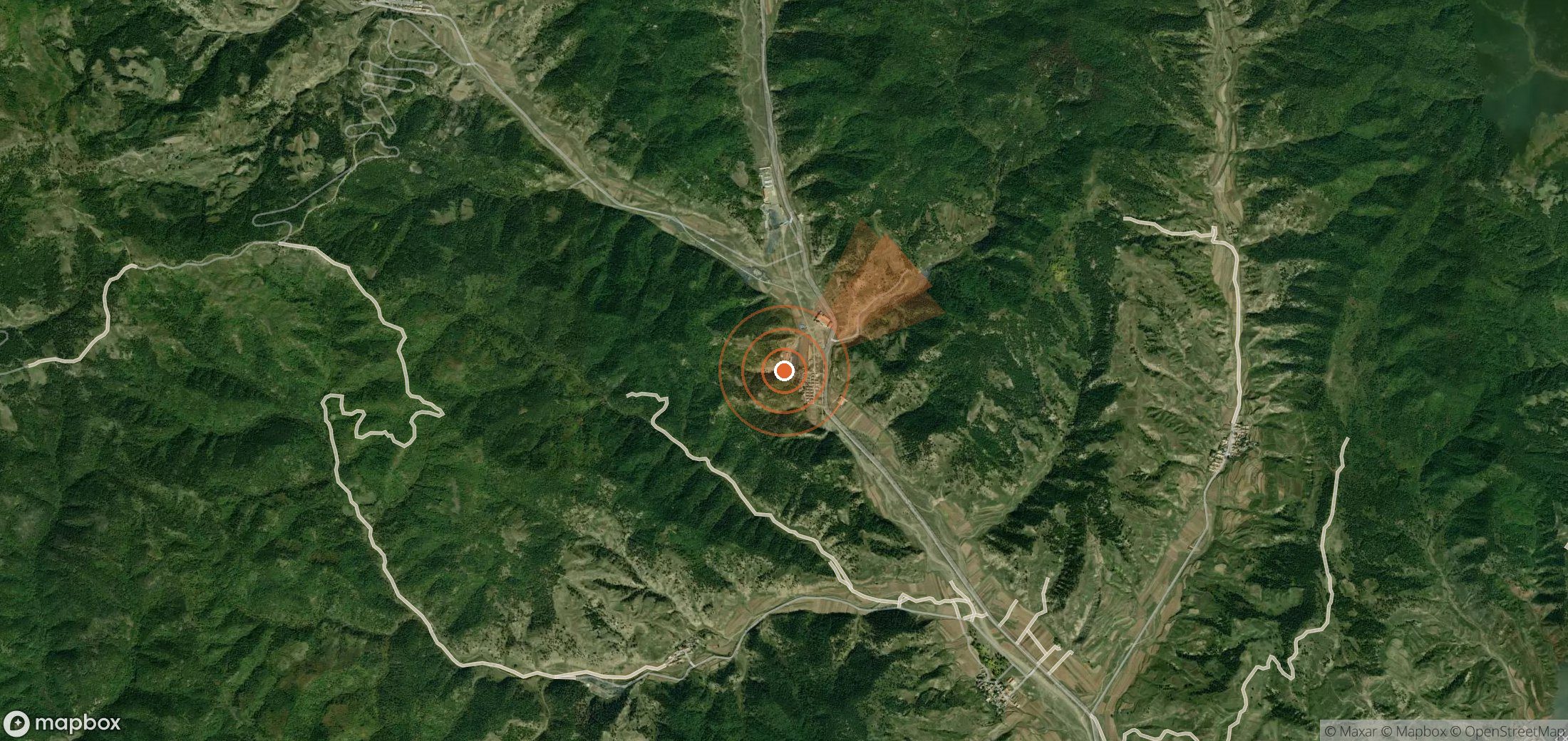 Mapa satelital de plumas de metano en China
