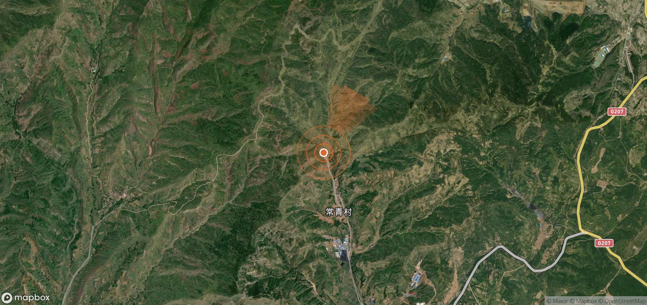Mapa satelital de plumas de metano en China