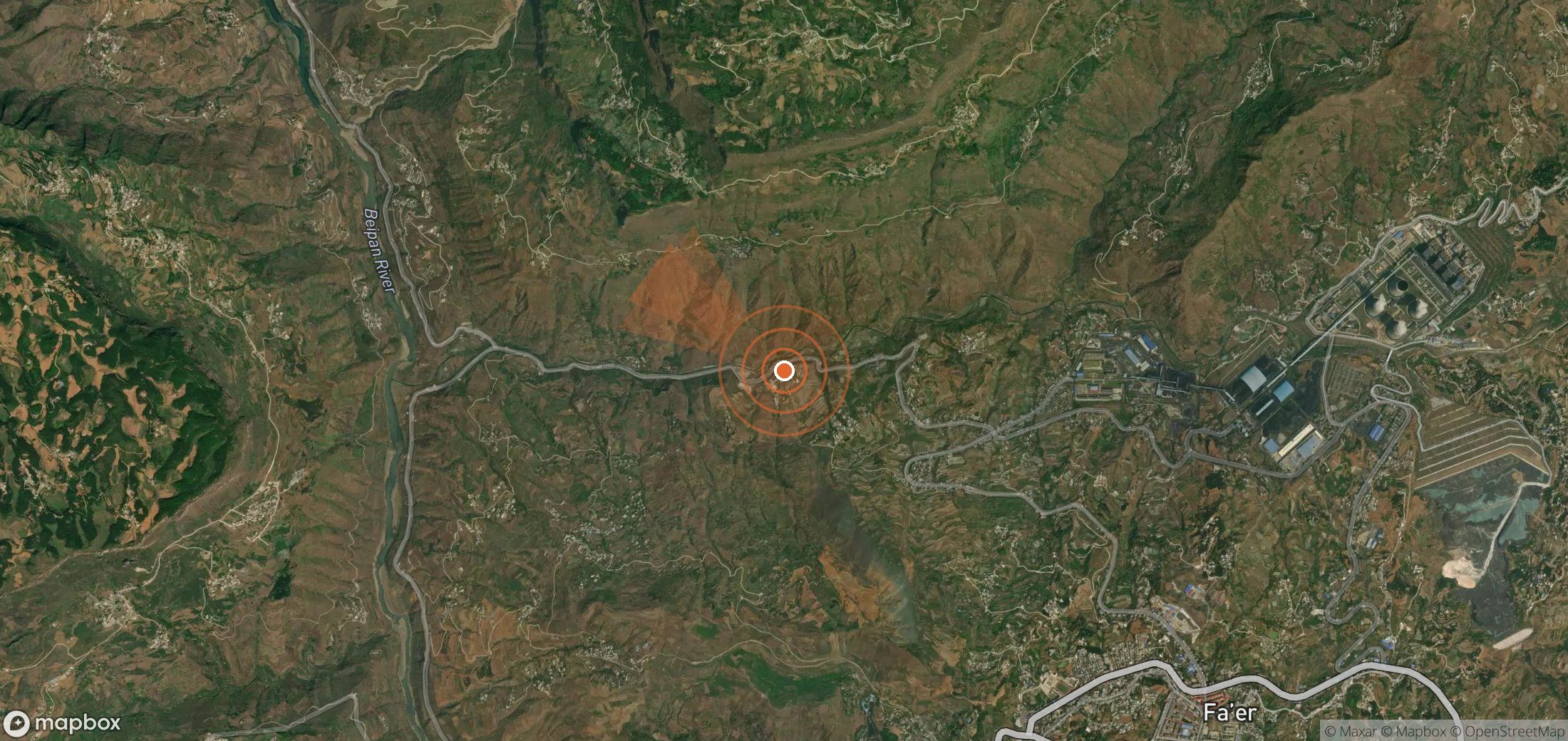 Satellite map of methane plume locations in China
