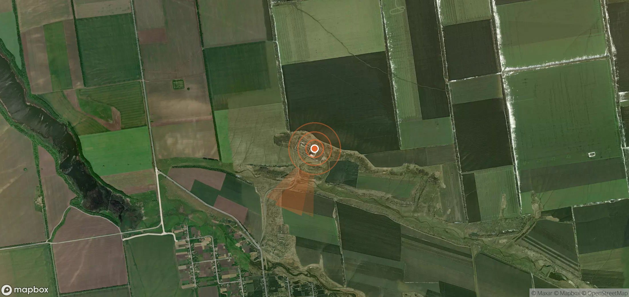 Satellite map of methane plume locations in Ukraine