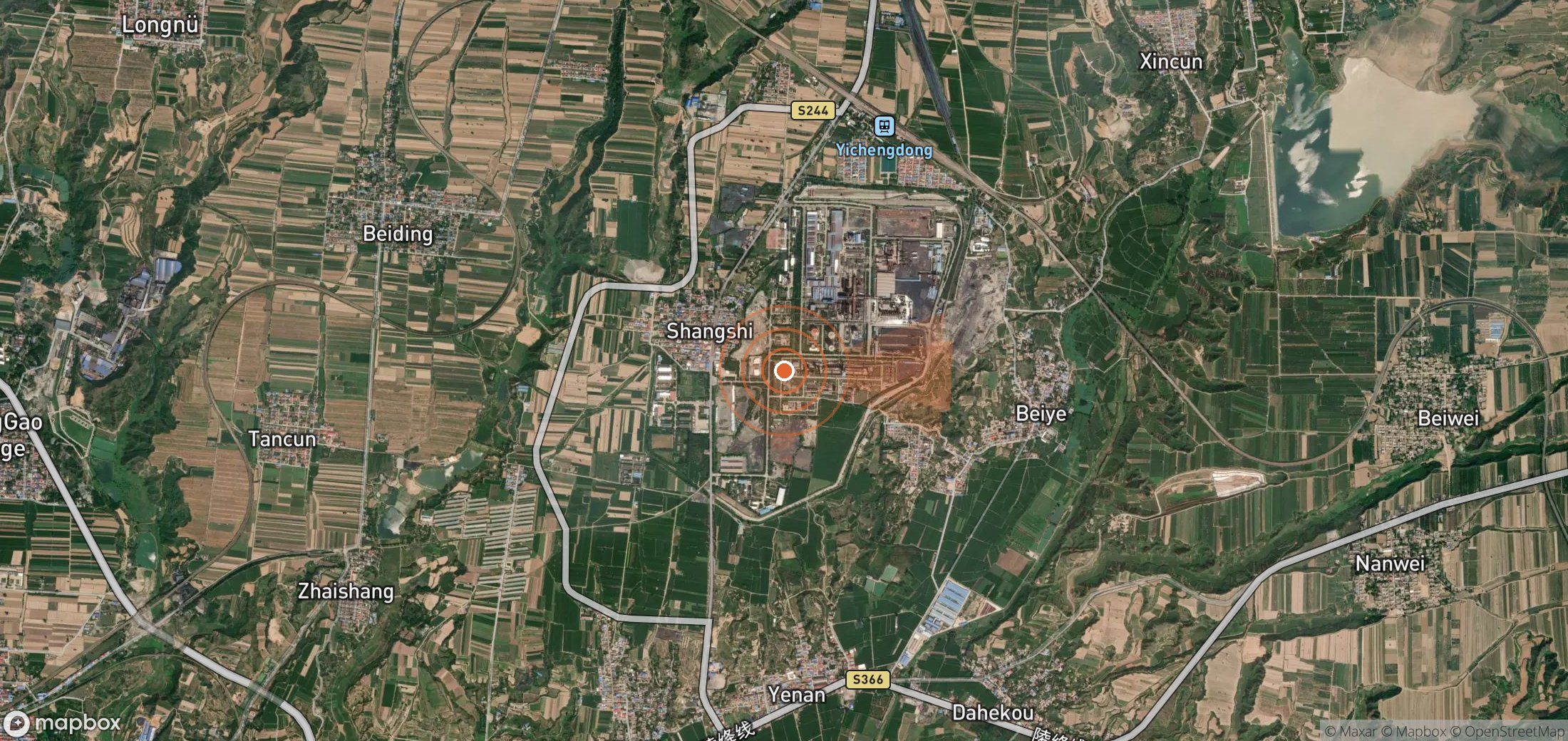 Satellite map of methane plume locations in China