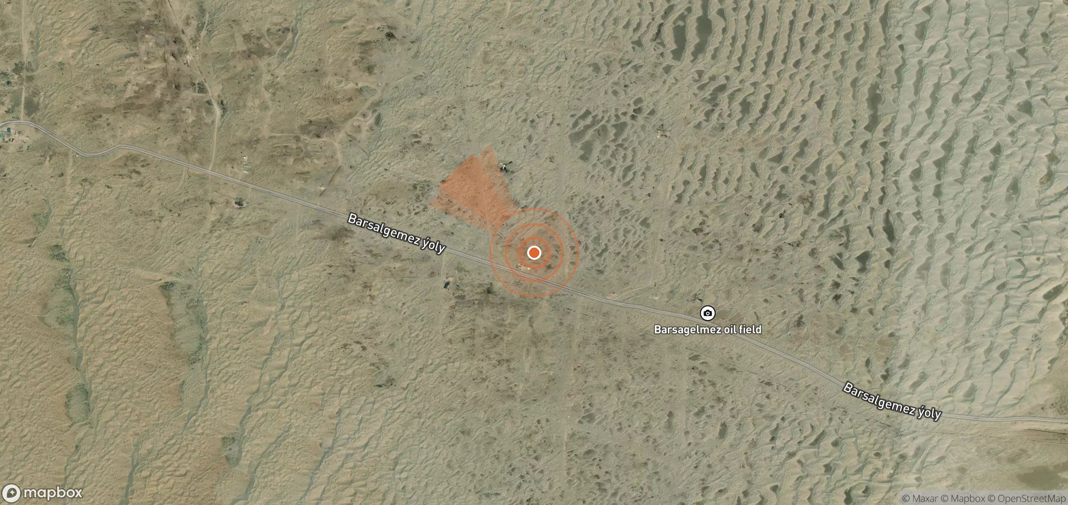 Satellite map of methane plume locations in Turkmenistan