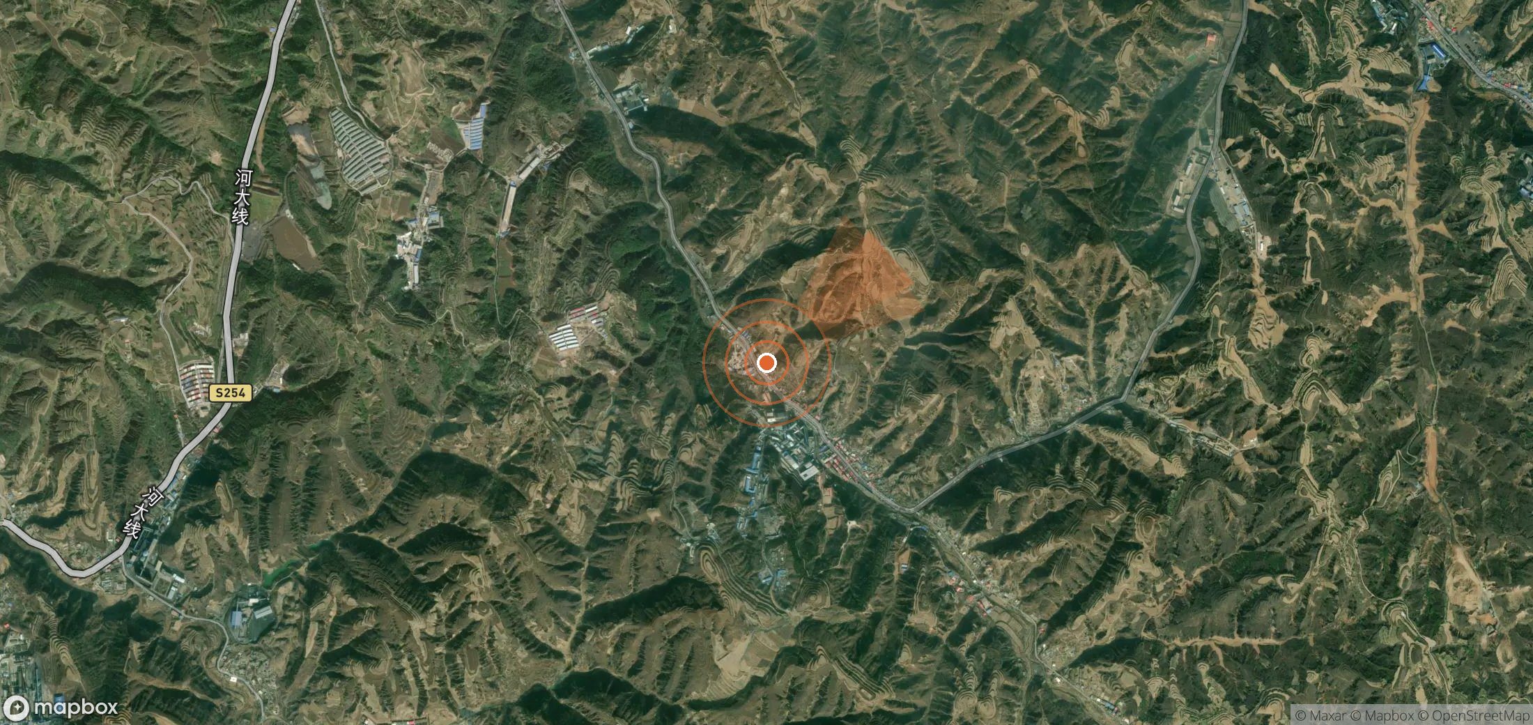 Satellite map of methane plume locations in China
