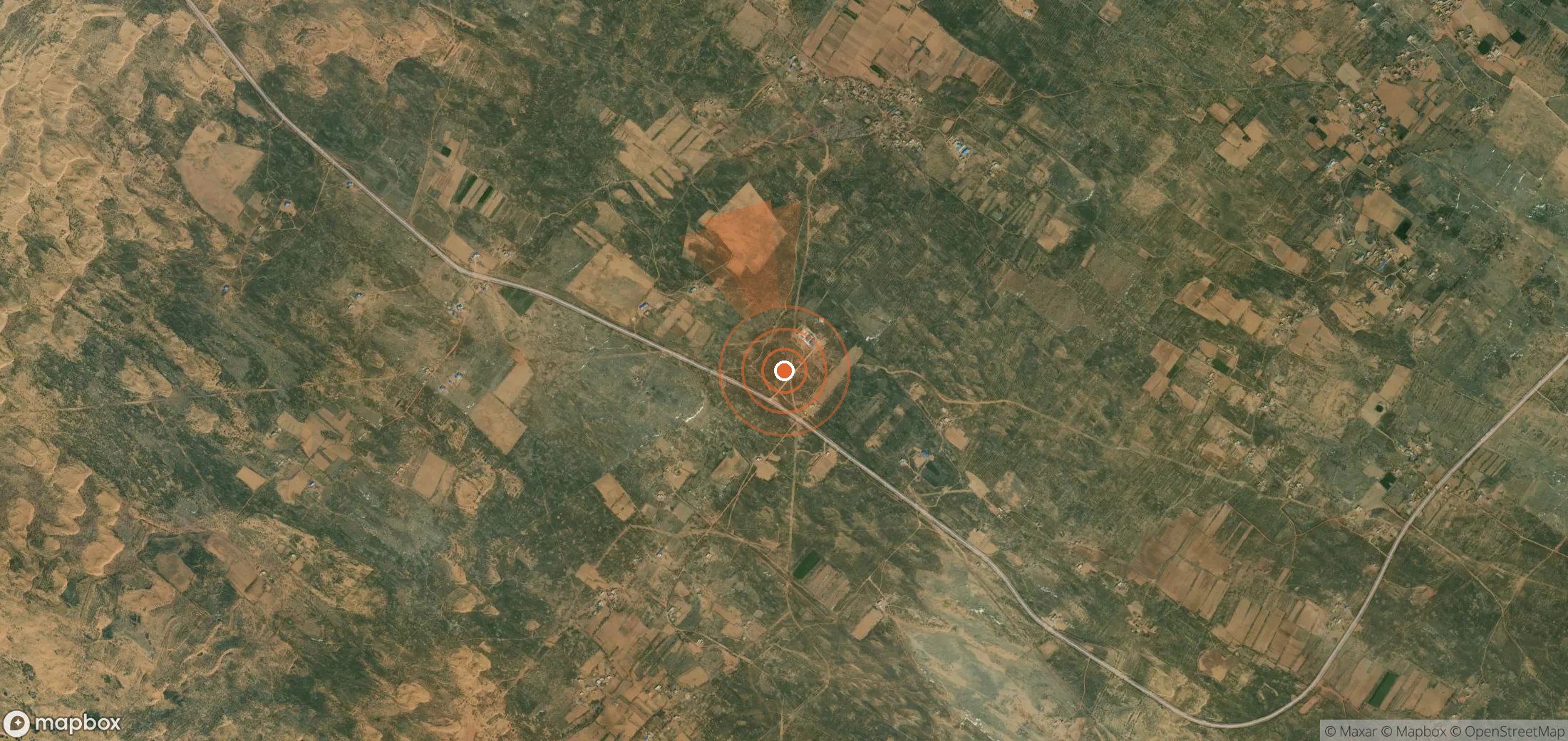 Satellite map of methane plume locations in China