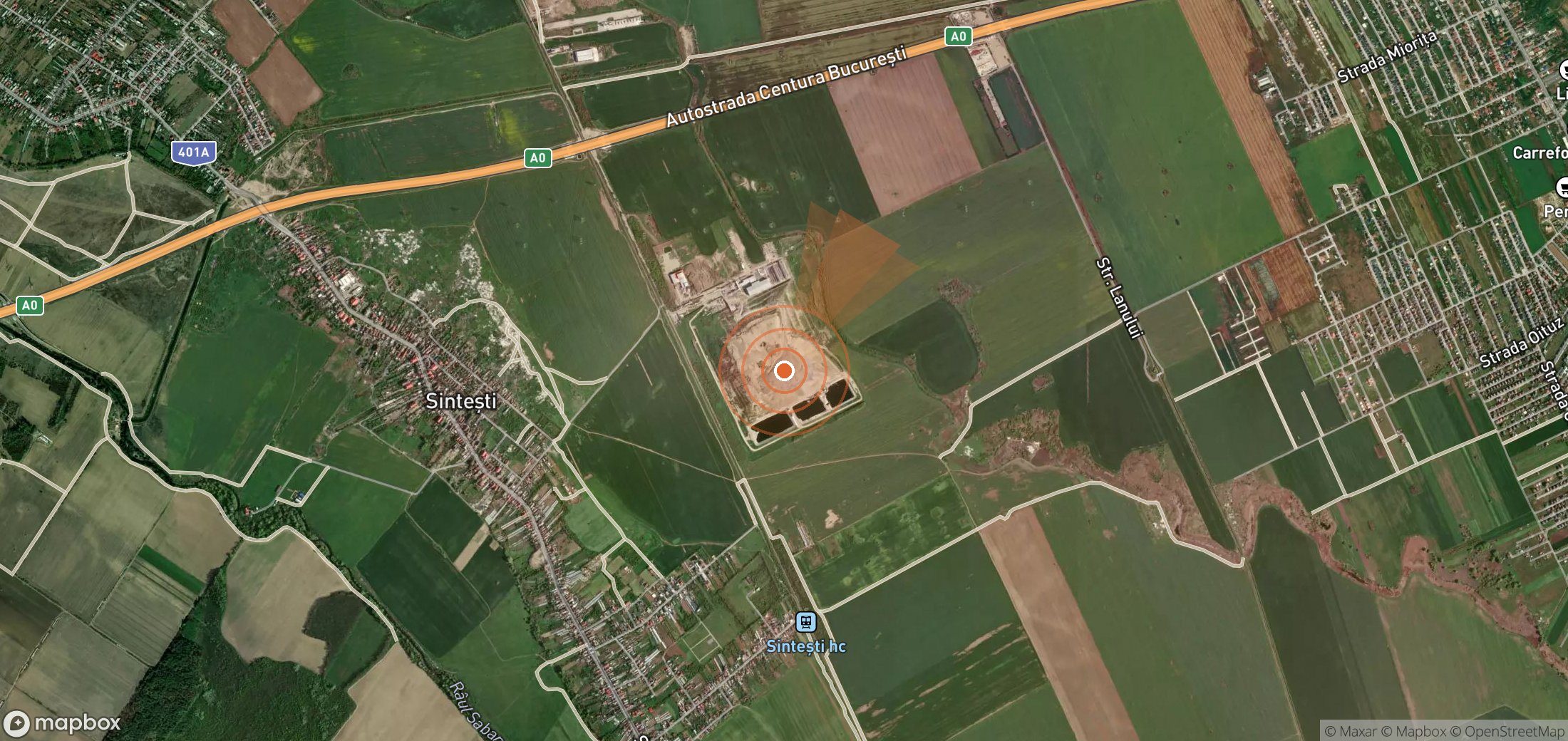 Mapa satelital de plumas de metano en Rumania