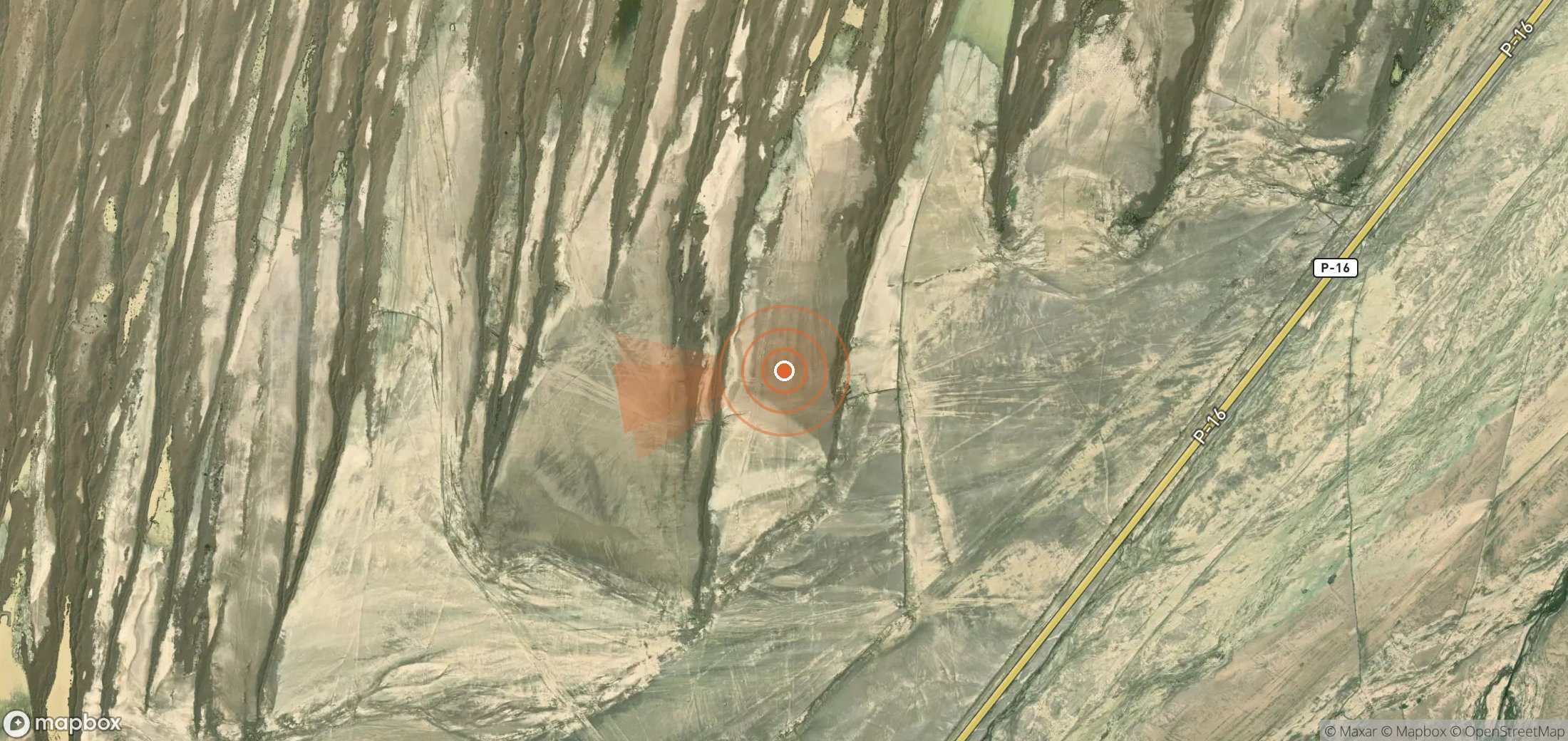 Satellite map of methane plume locations in Turkmenistan
