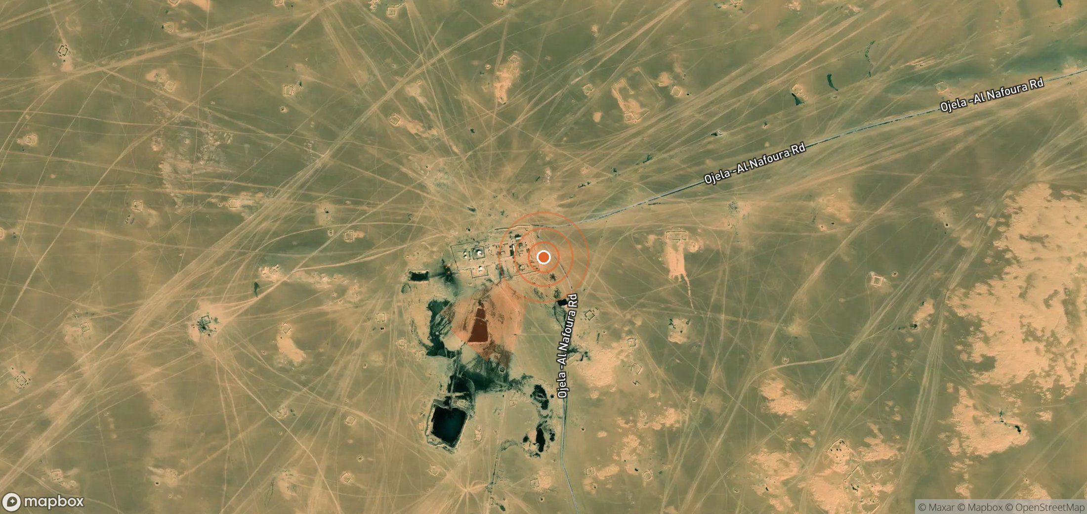 Satellite map of methane plume locations in Libya