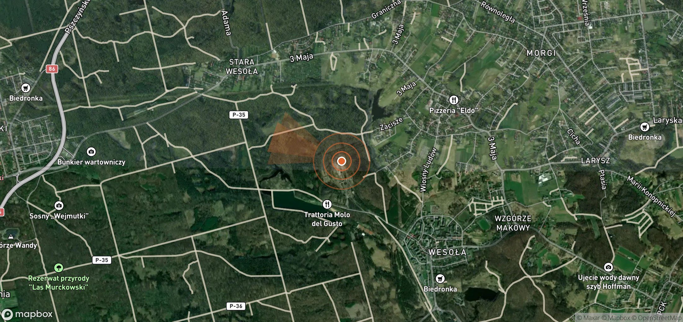 Satellite map of methane plume locations in Poland