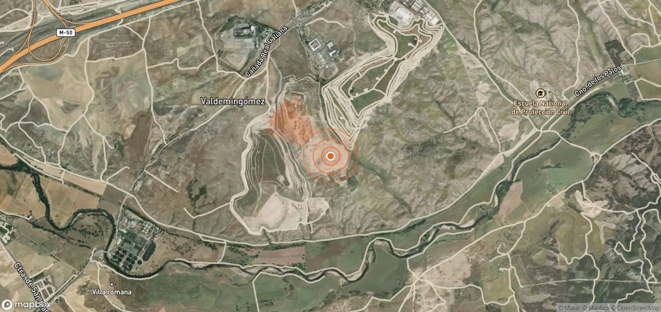 Mapa satelital de plumas de metano en España