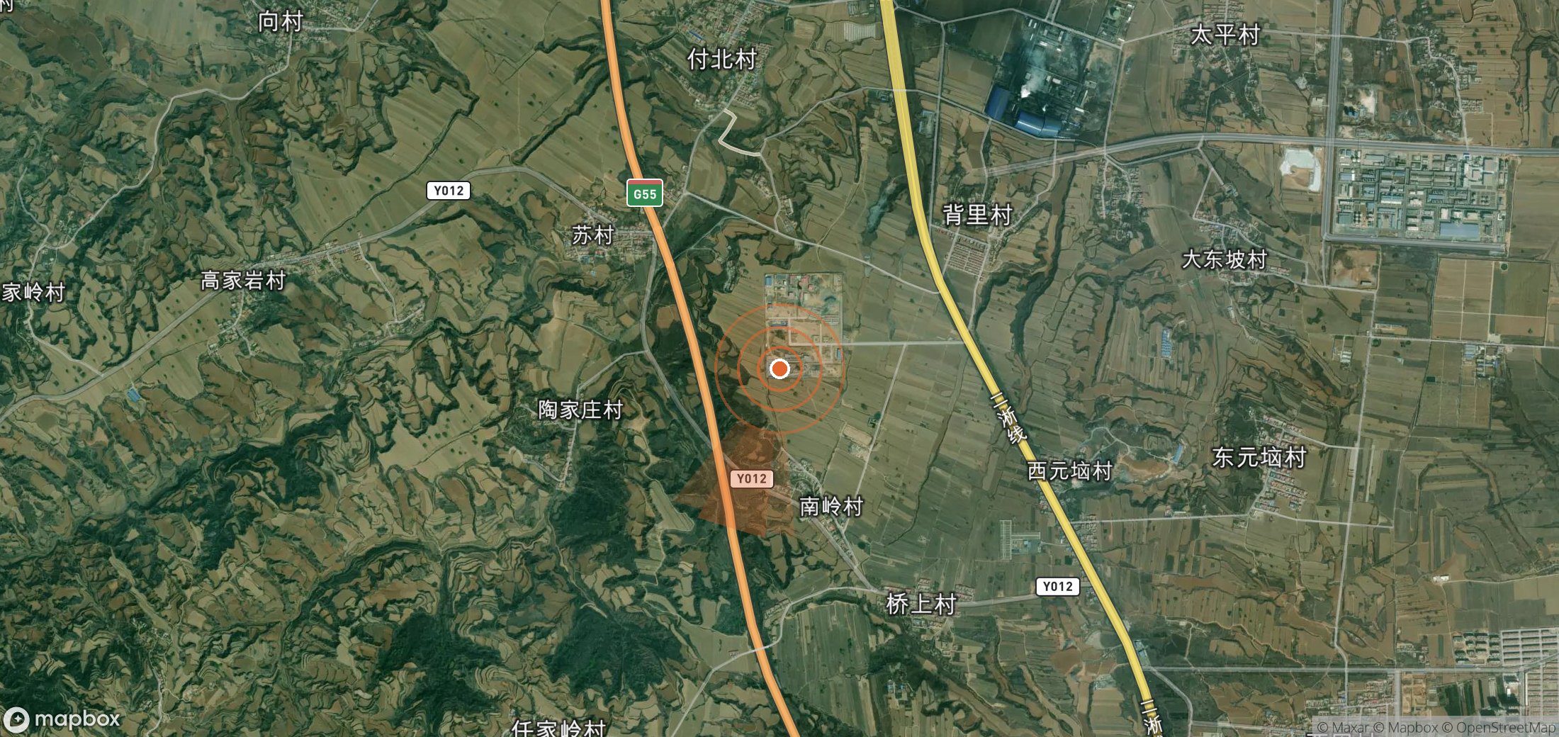 Satellite map of methane plume locations in China