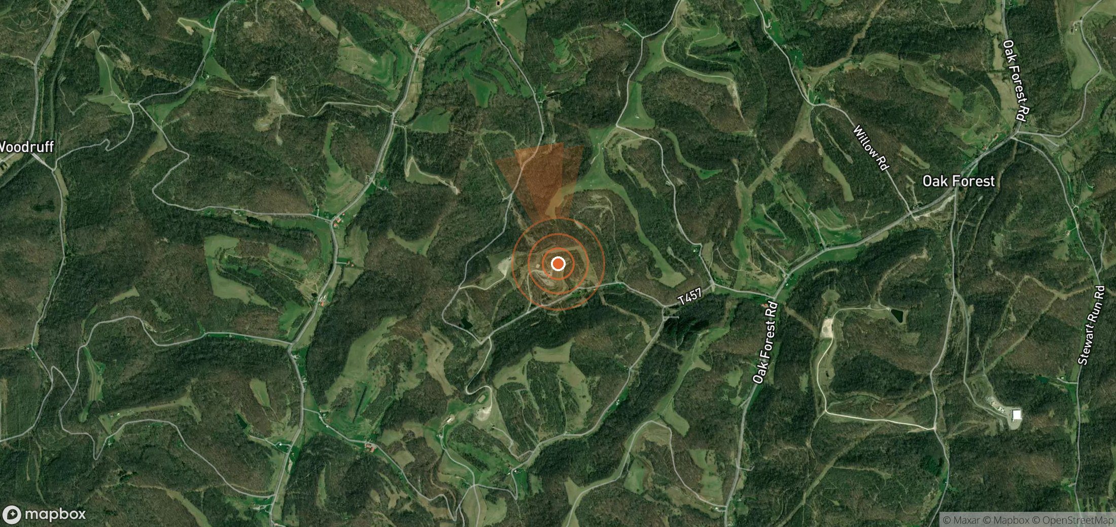 Mapa satelital de plumas de metano en Estados Unidos
