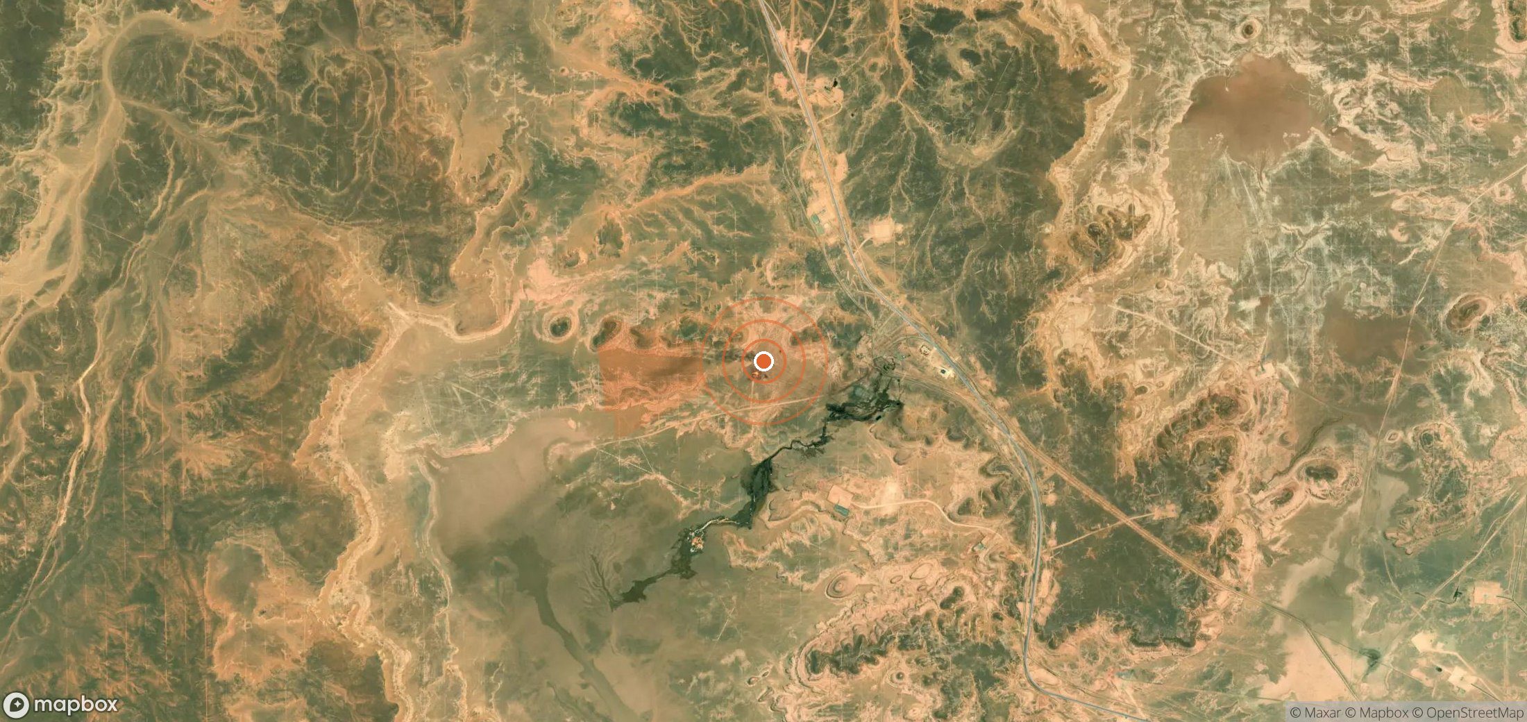 Satellite map of methane plume locations in Algeria