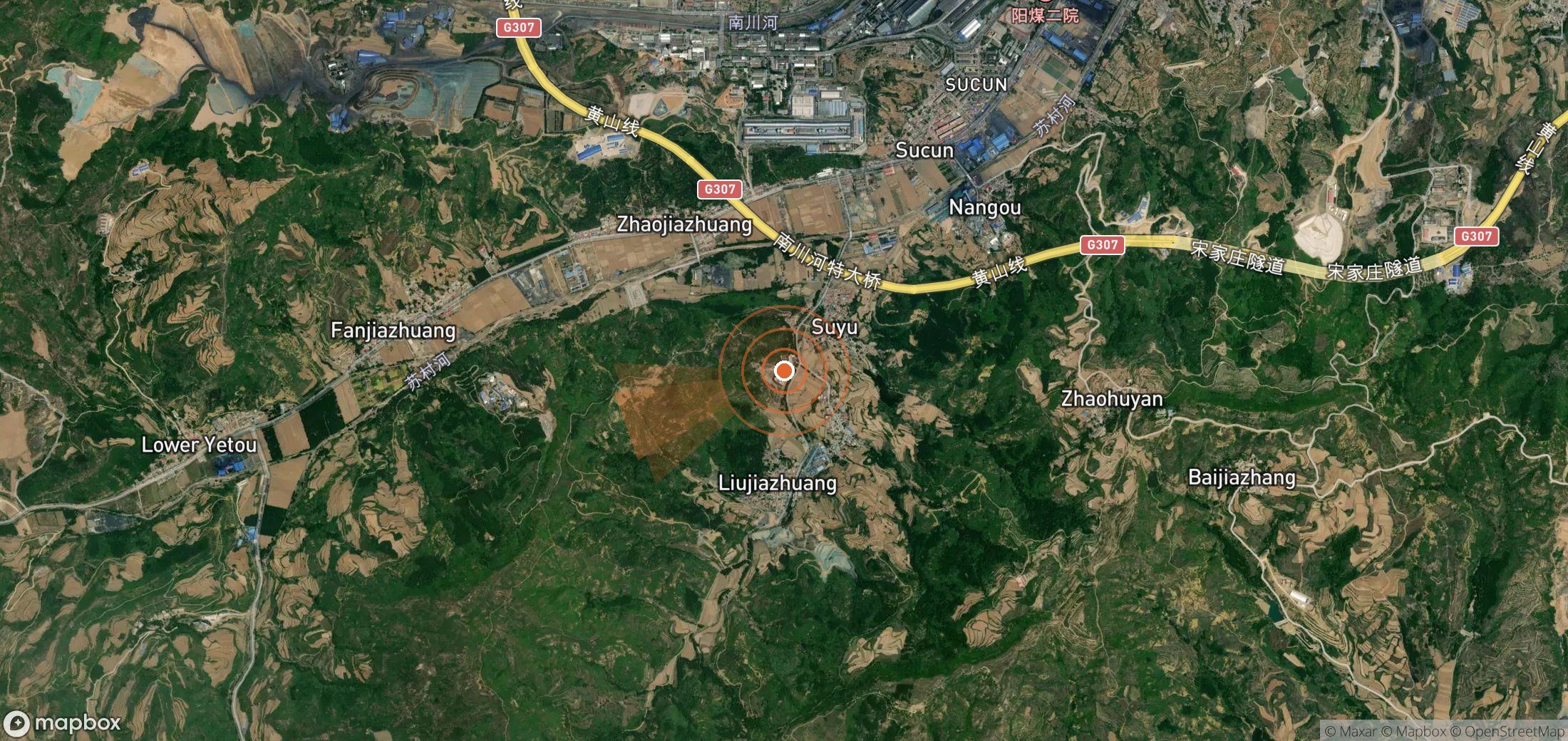 Mapa satelital de plumas de metano en China