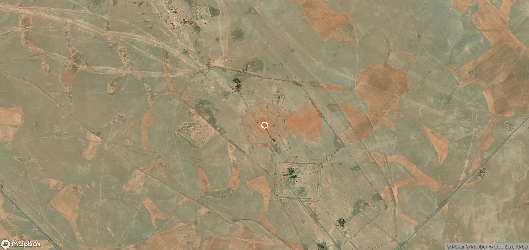 Satellite map of methane plume locations in Syria