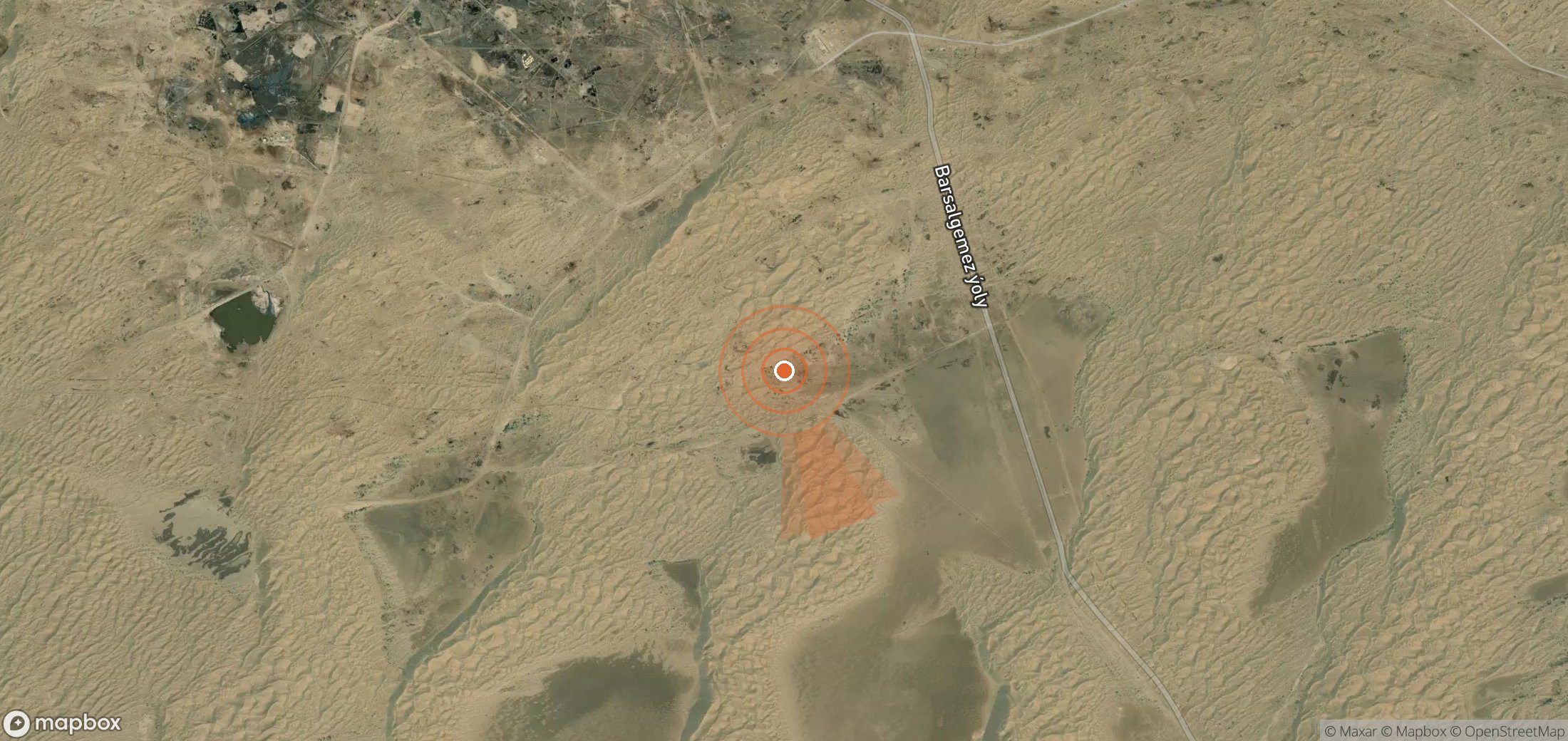 Satellite map of methane plume locations in Turkmenistan