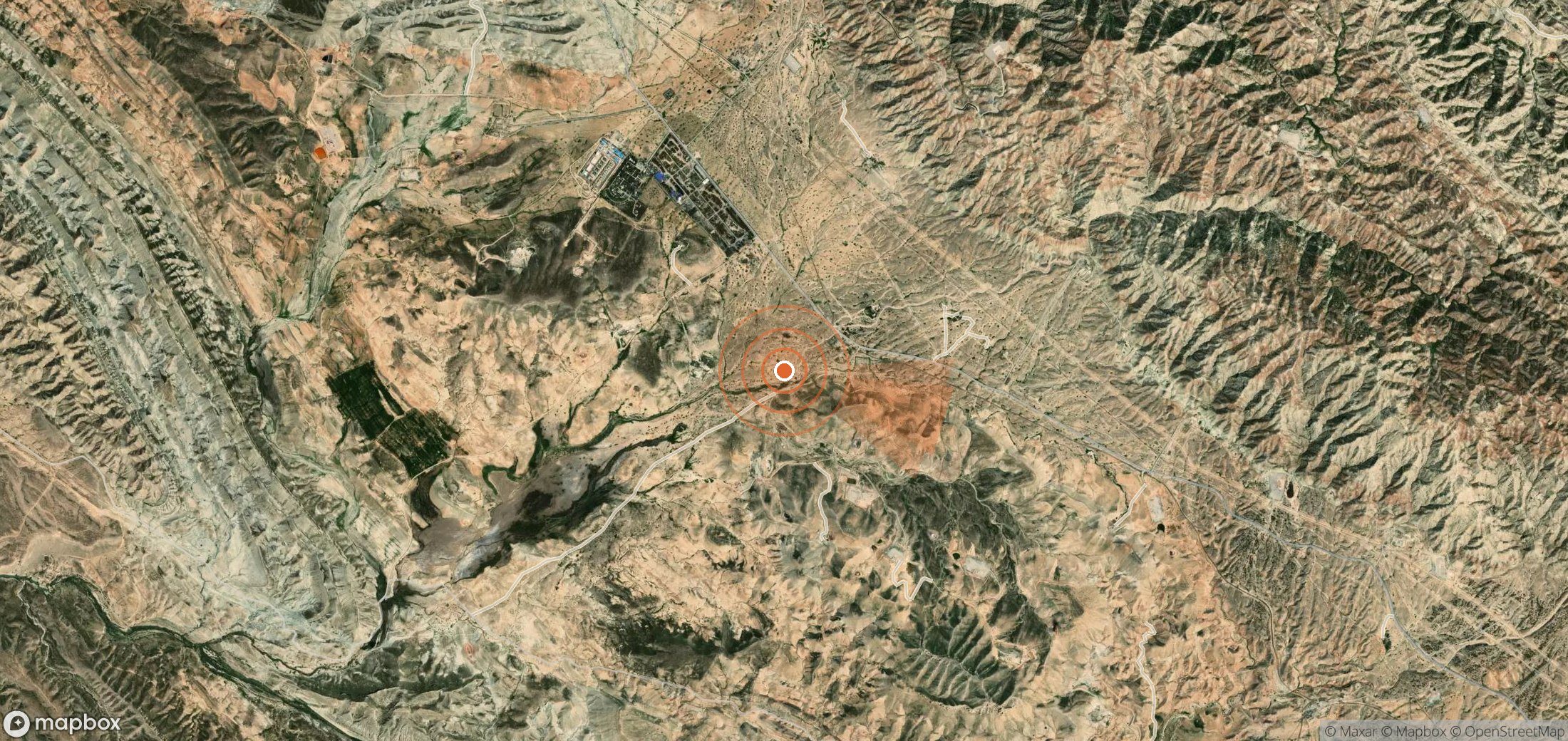 Mapa satelital de plumas de metano en Irán