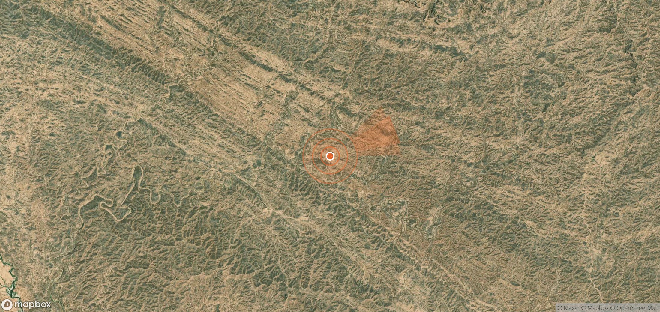 Satellite map of methane plume locations in Iran