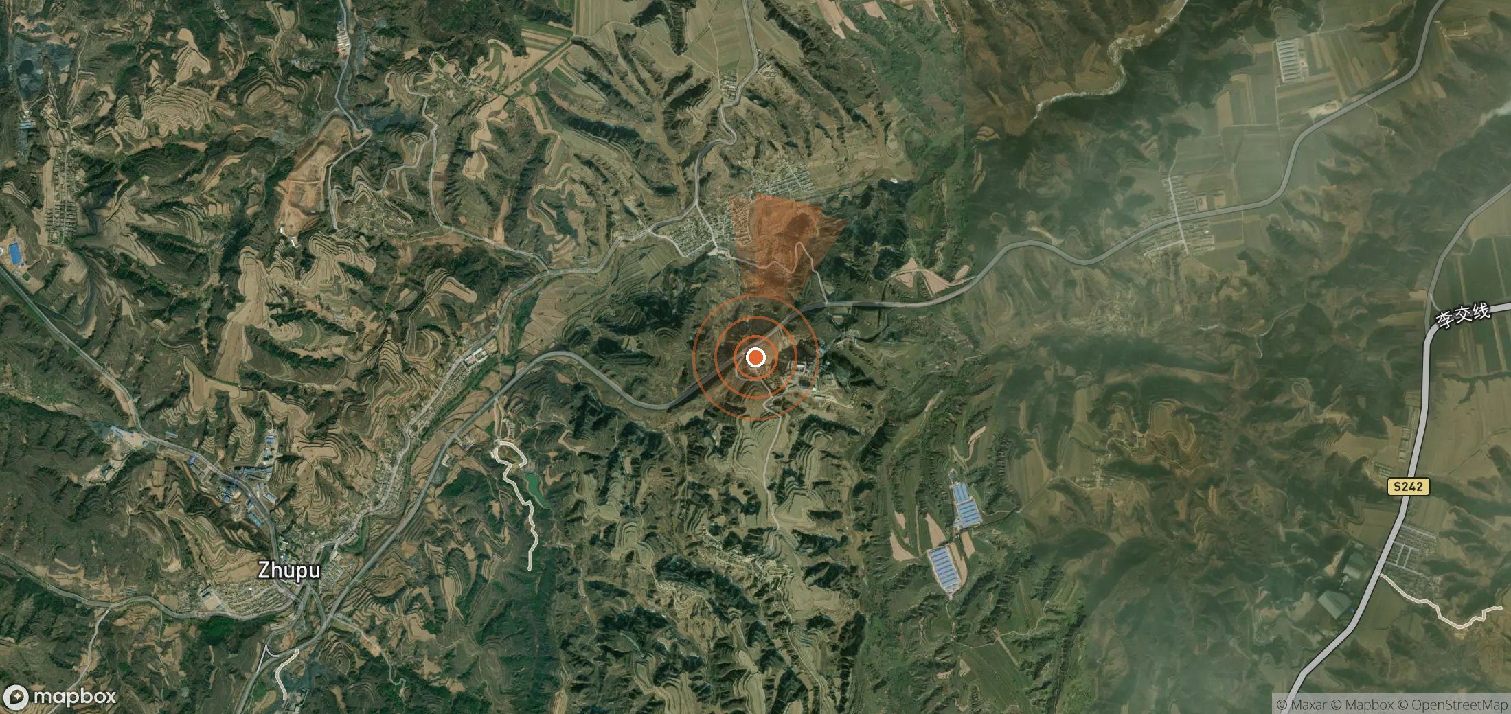 Satellite map of methane plume locations in China