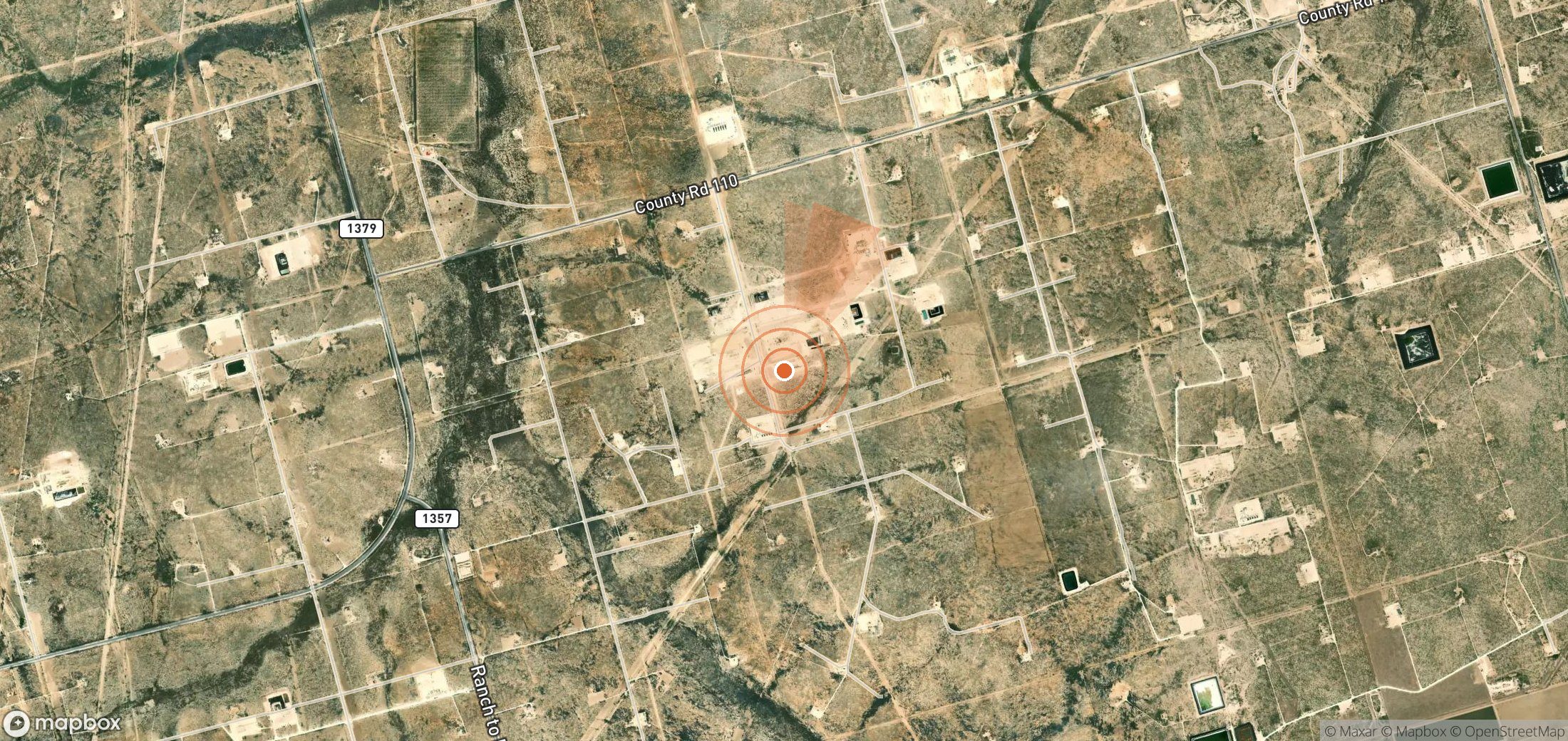 Satellite map of methane plume locations in United States