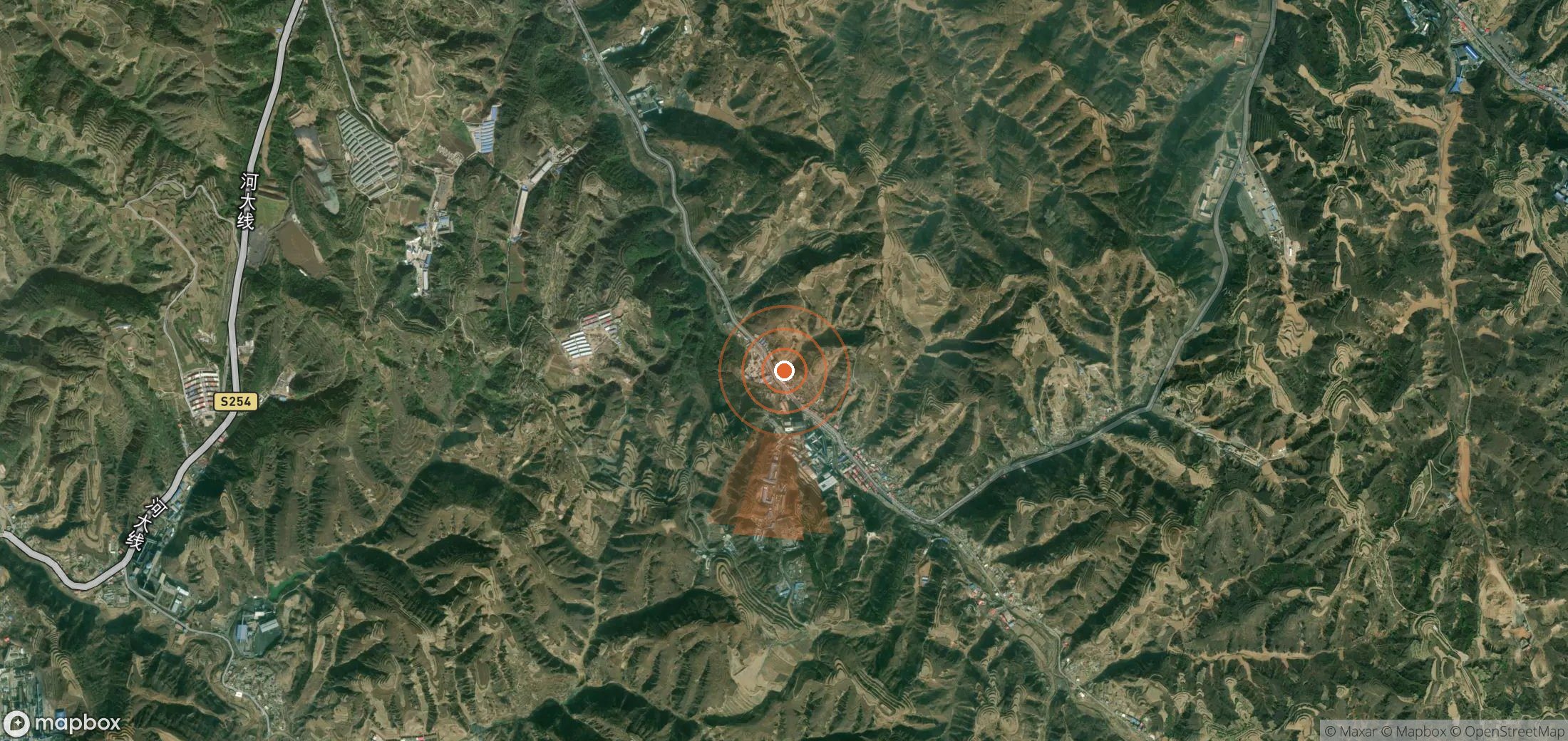 Mapa satelital de plumas de metano en China